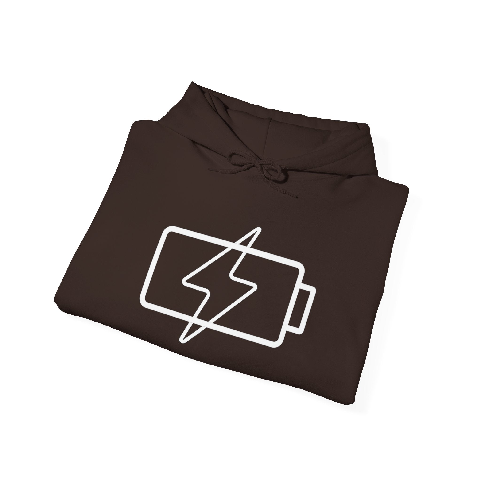 Hoodie — “Social Battery 1%” Low Energy Battery Icon Pullover