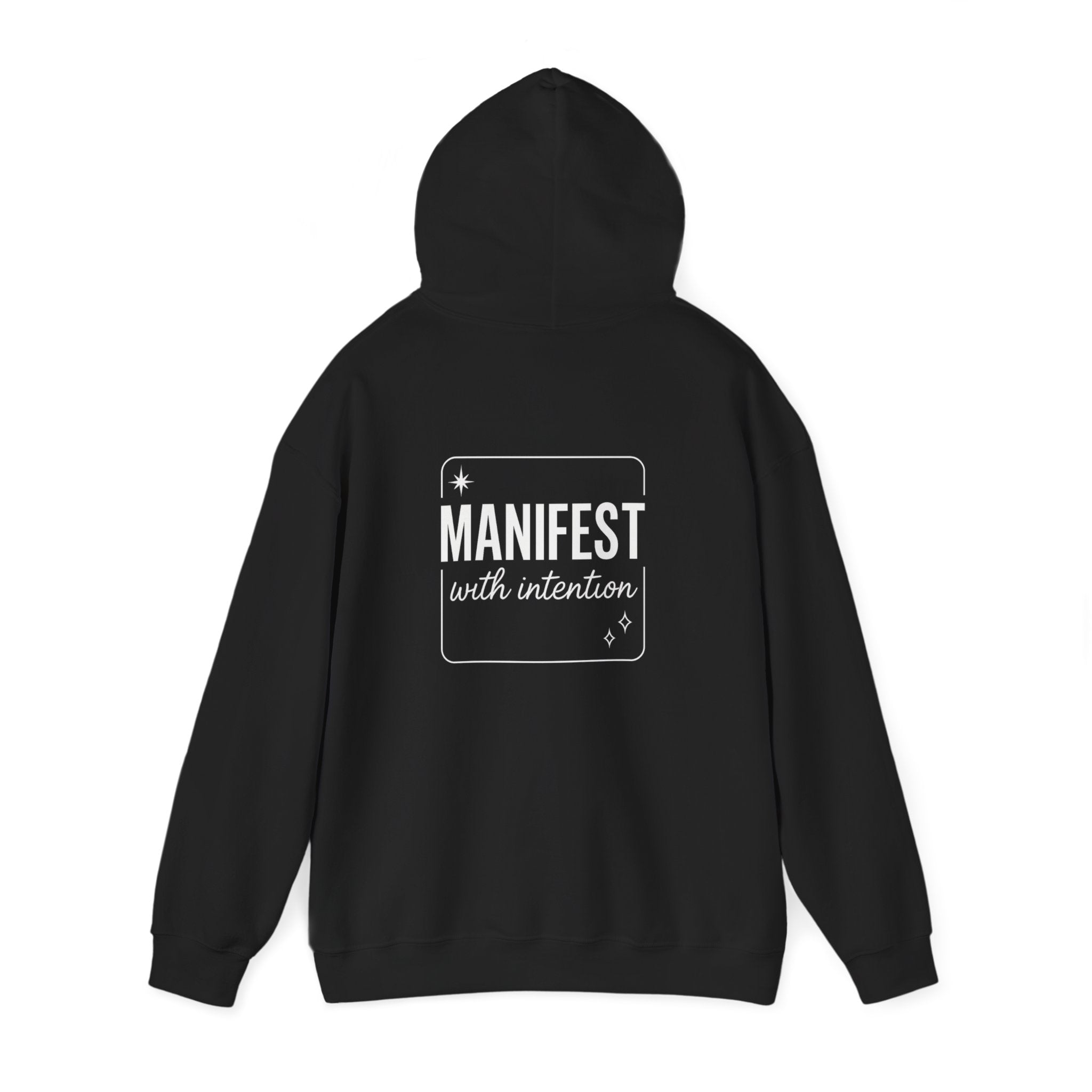 Manifest With Intention Hoodie — "Awaken" Moon Graphic Spiritual Hoodie