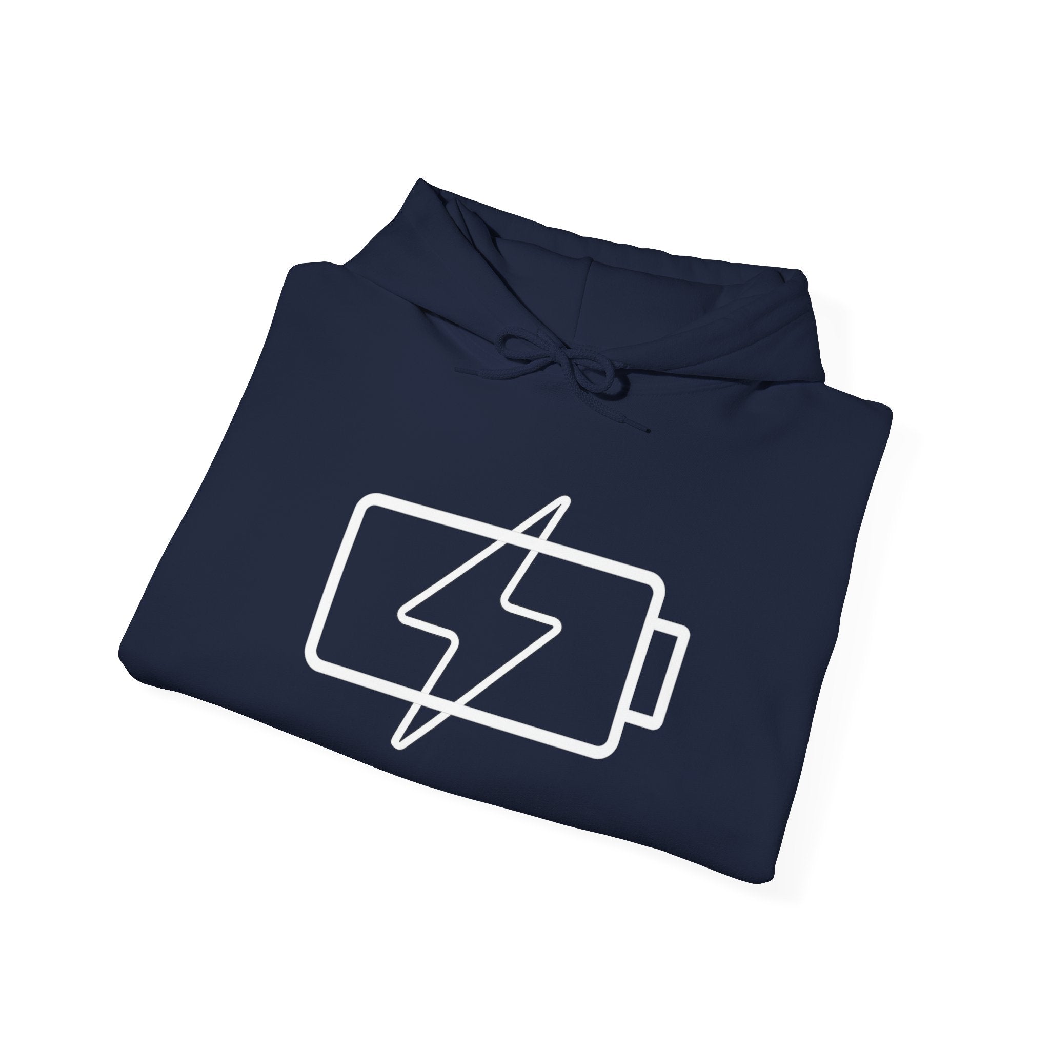 Hoodie — “Social Battery 1%” Low Energy Battery Icon Pullover