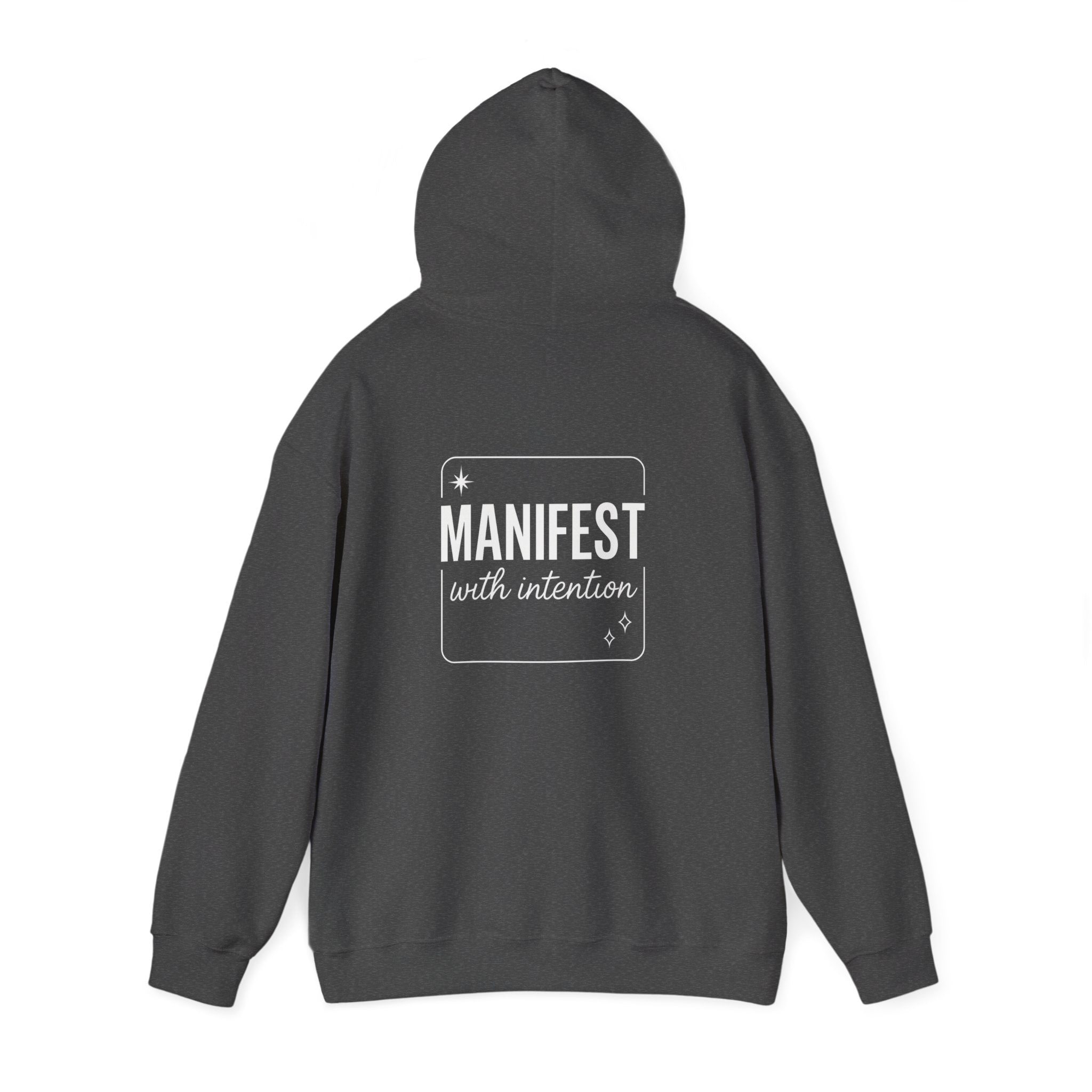 Manifest With Intention Hoodie — "Awaken" Moon Graphic Spiritual Hoodie