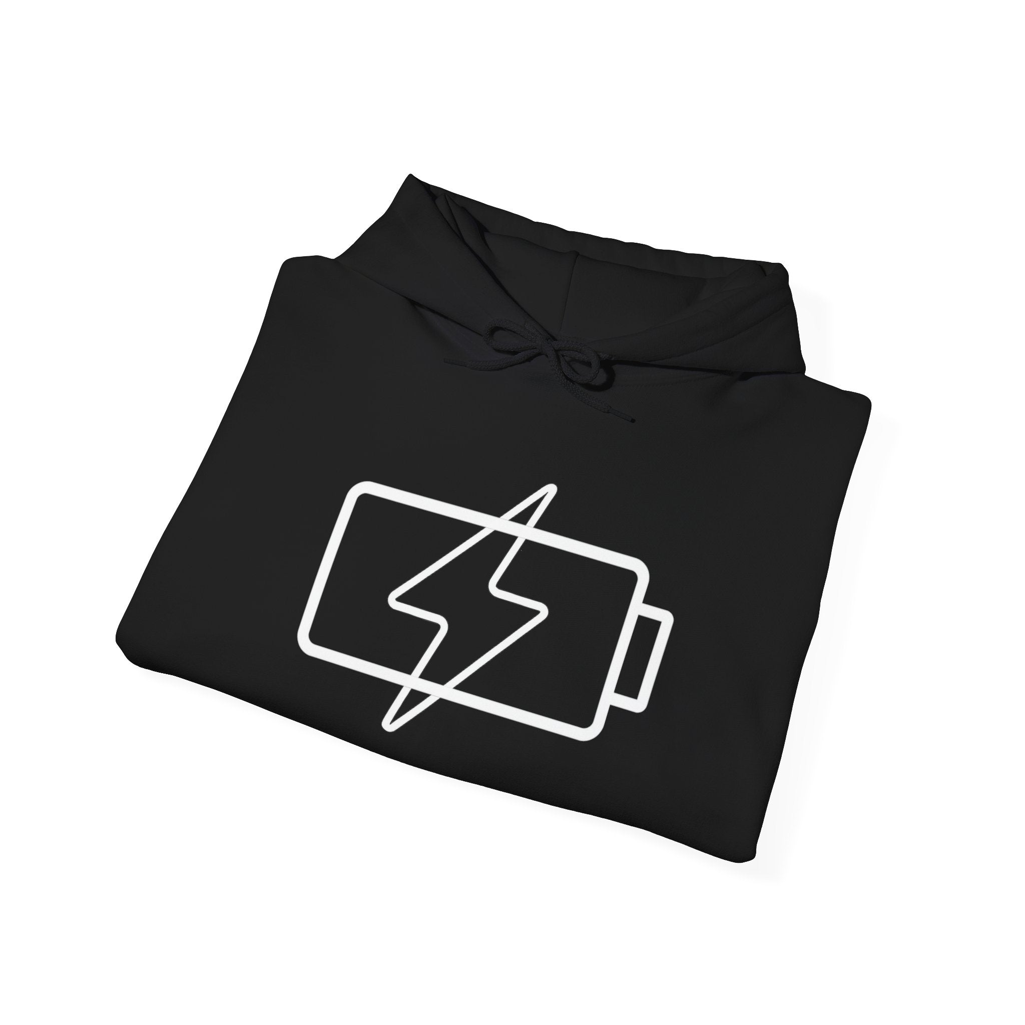 Hoodie — “Social Battery 1%” Low Energy Battery Icon Pullover