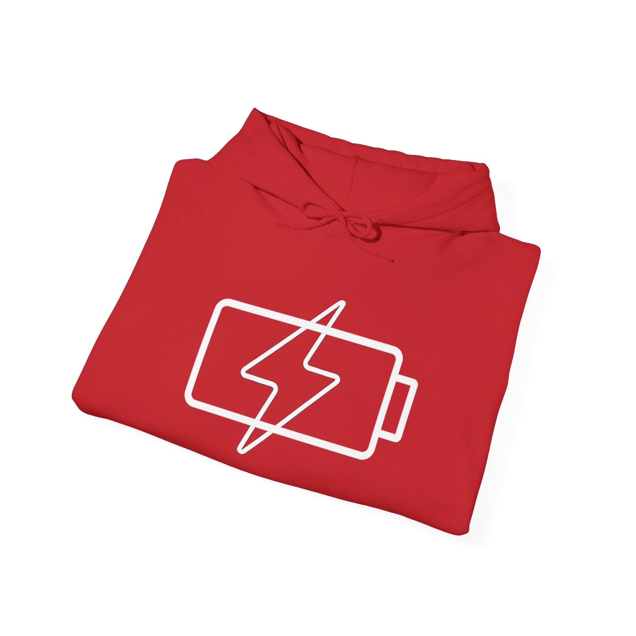 Hoodie — “Social Battery 1%” Low Energy Battery Icon Pullover