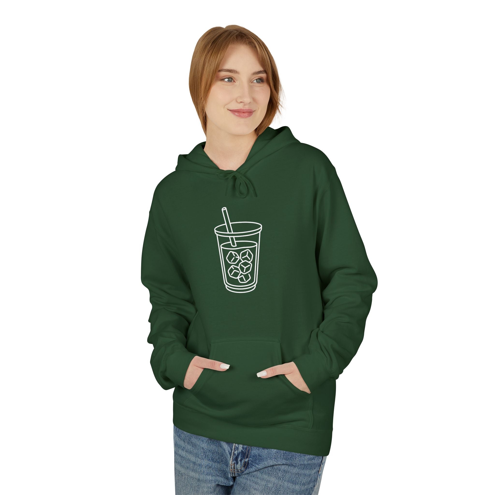 Late But Worth It Hoodie — Minimal Iced Coffee Graphic Sweatshirt