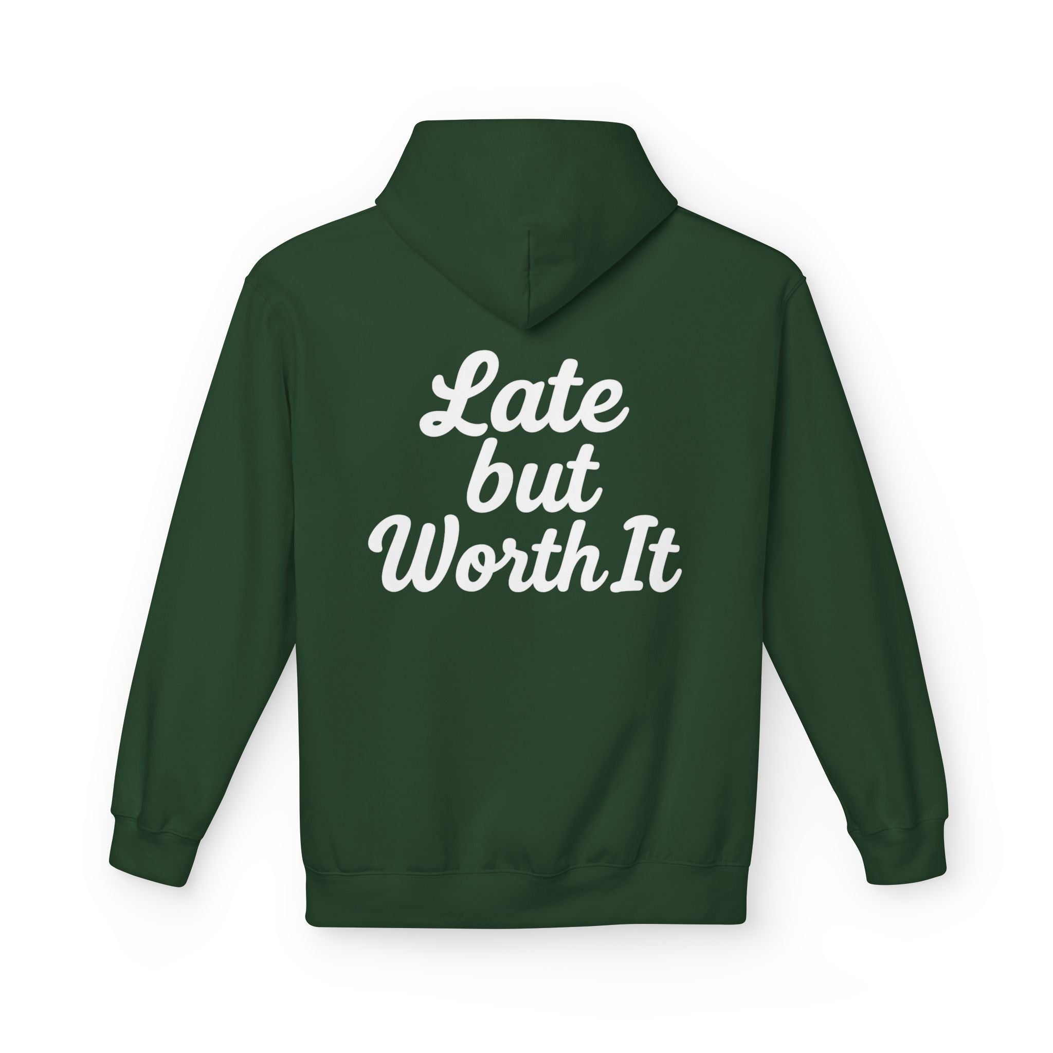 Late But Worth It Hoodie — Minimal Iced Coffee Graphic Sweatshirt