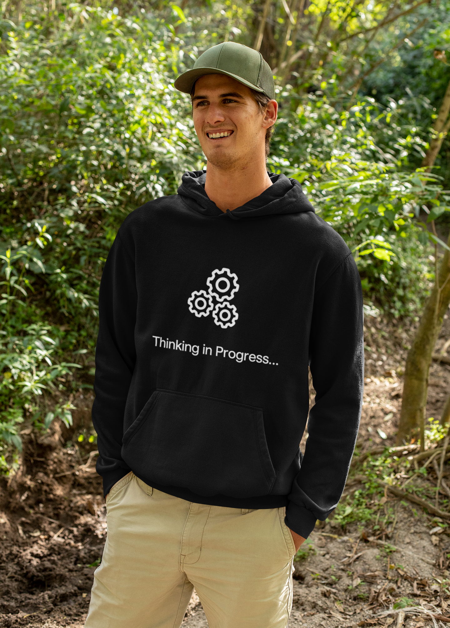 Professional Overthinker Hoodie – "Thinking in Progress" Graphic Pullover