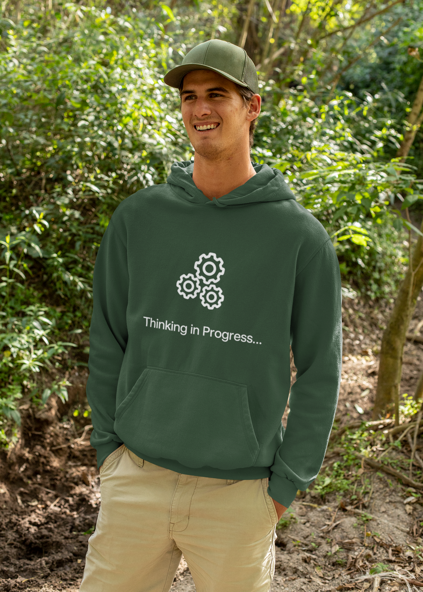 Professional Overthinker Hoodie – "Thinking in Progress" Graphic Pullover