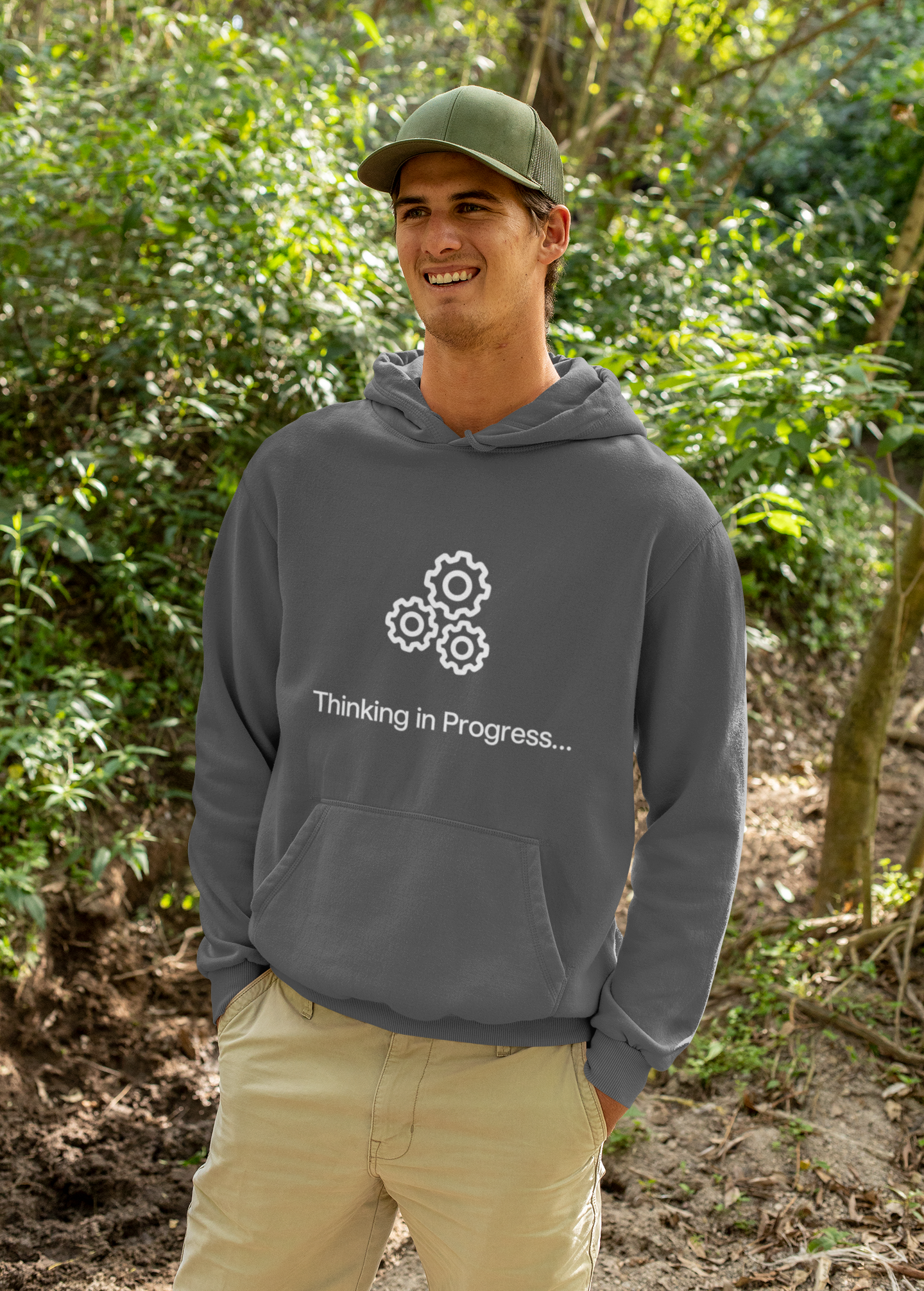 Professional Overthinker Hoodie – "Thinking in Progress" Graphic Pullover
