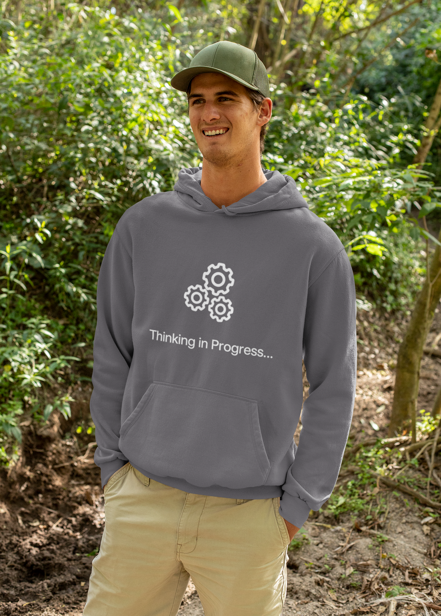 Professional Overthinker Hoodie – "Thinking in Progress" Graphic Pullover