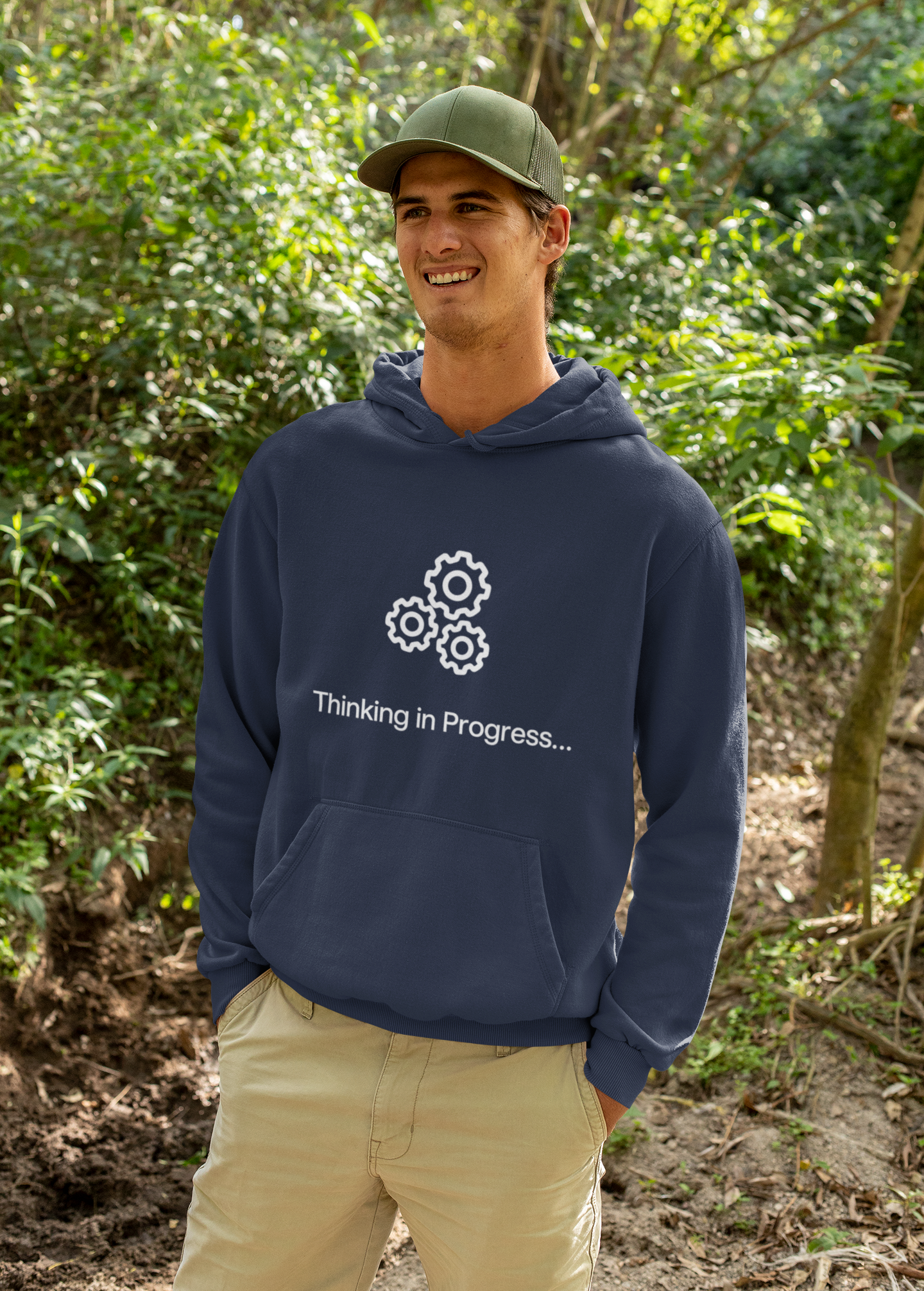Professional Overthinker Hoodie – "Thinking in Progress" Graphic Pullover
