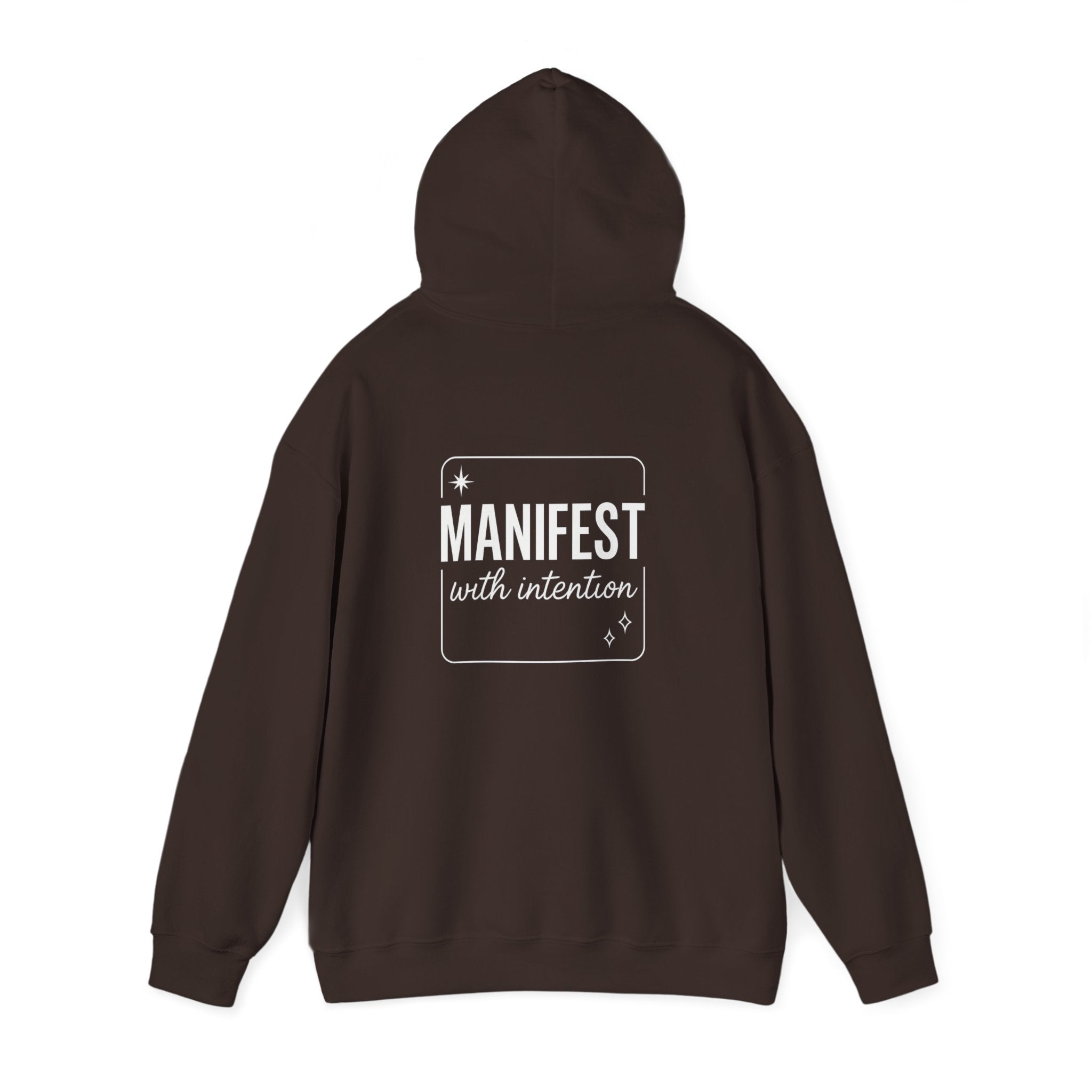Manifest With Intention Hoodie — "Awaken" Moon Graphic Spiritual Hoodie