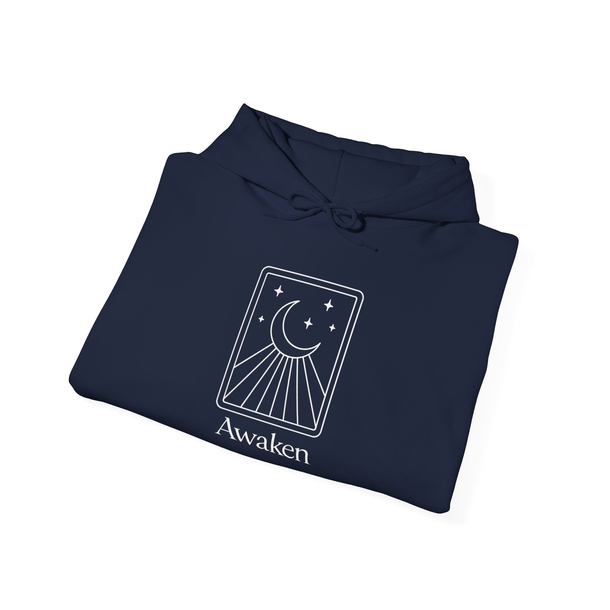 Manifest With Intention Hoodie — "Awaken" Moon Graphic Spiritual Hoodie