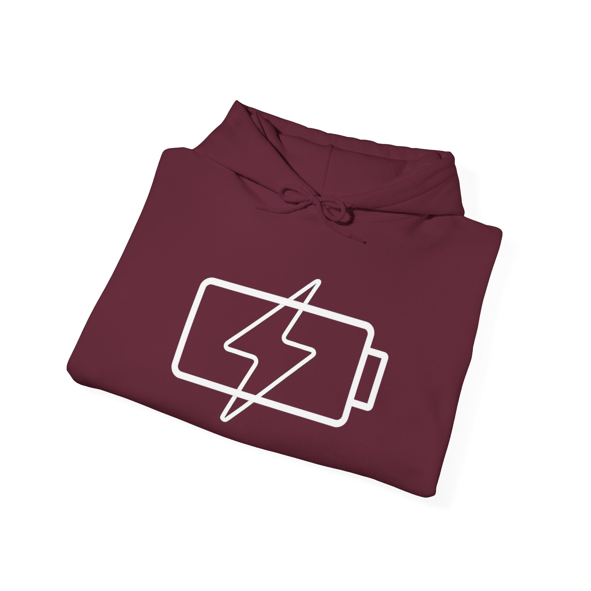 Hoodie — “Social Battery 1%” Low Energy Battery Icon Pullover