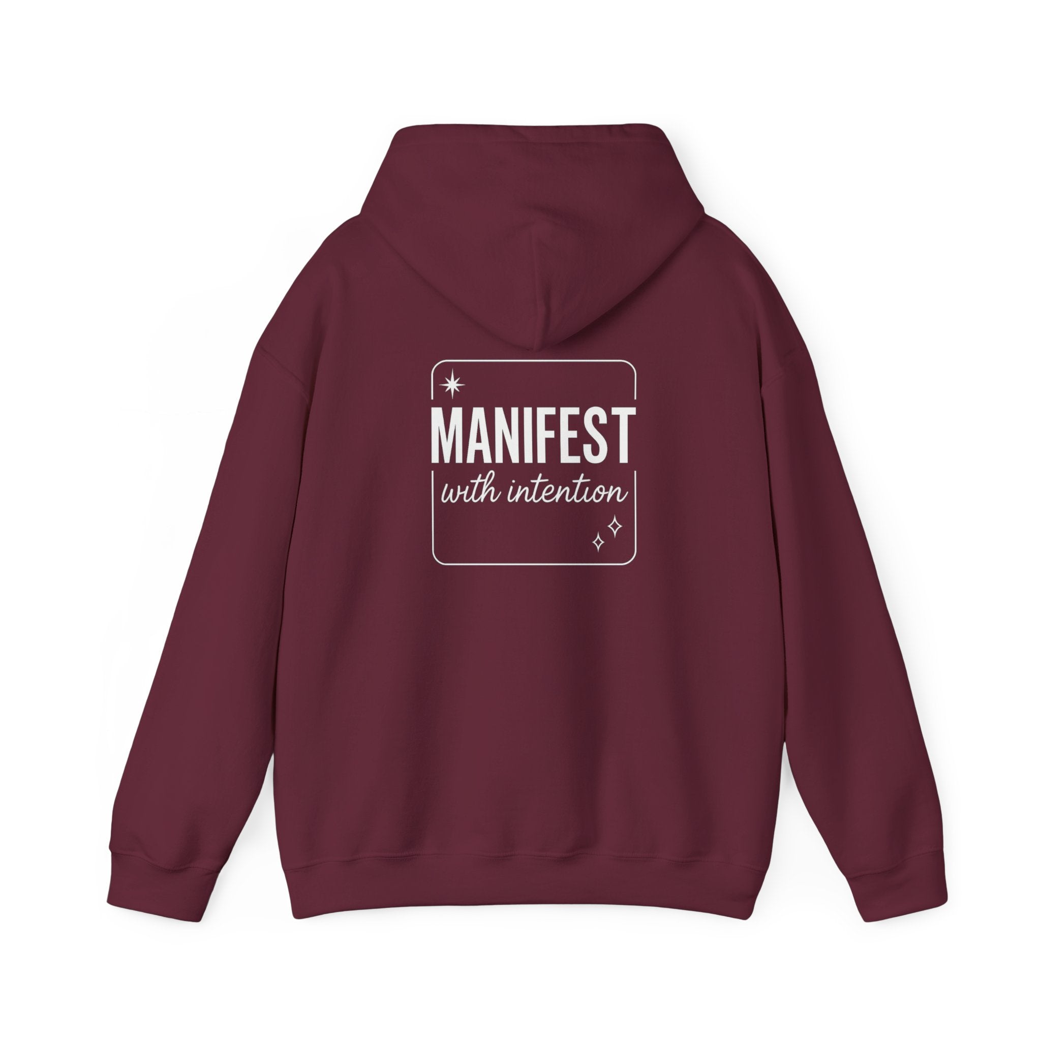 Manifest With Intention Hoodie — "Awaken" Moon Graphic Spiritual Hoodie