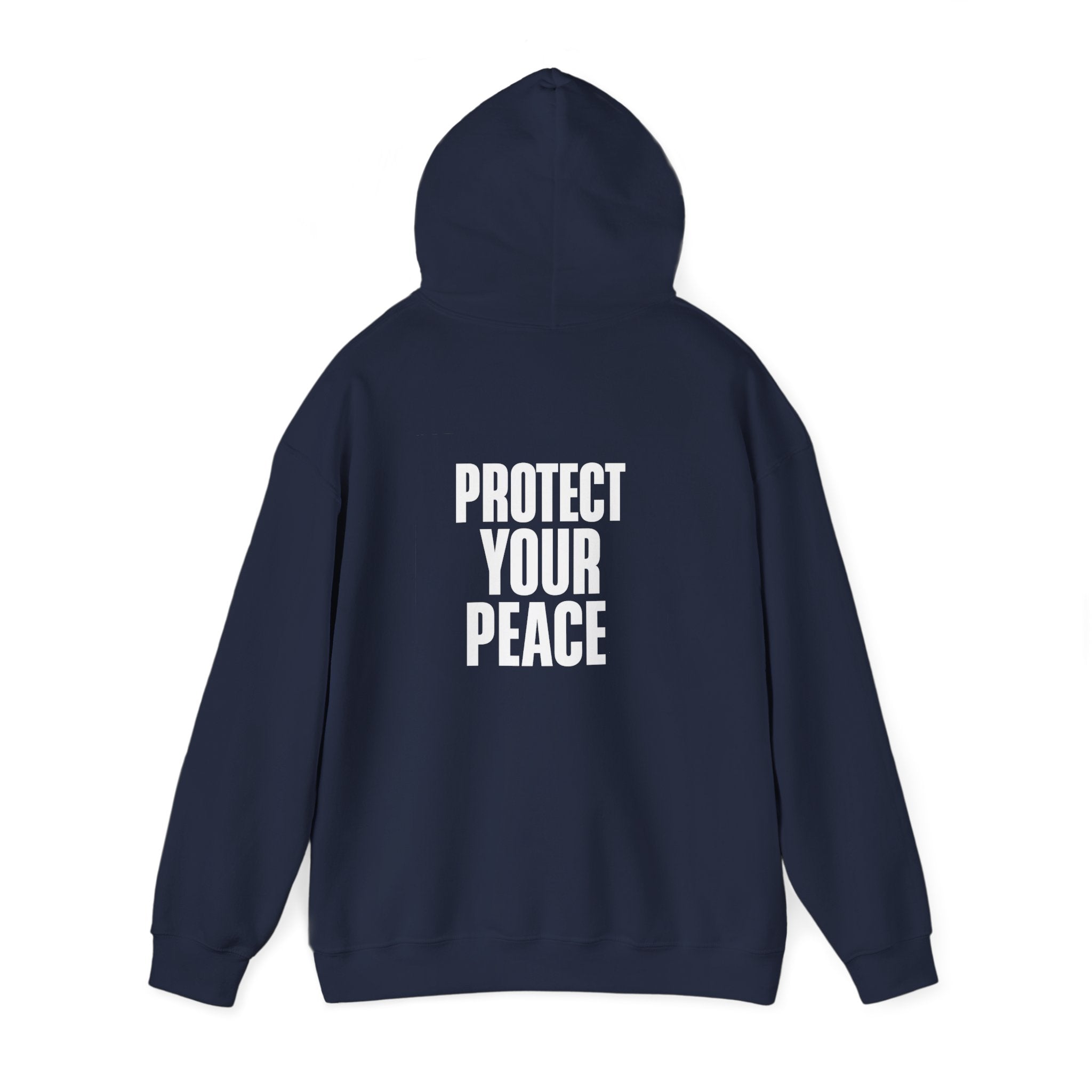 Protect Your Peace Hoodie — Minimal Peace Sign Pullover with "Protect Your Peace." Back Print