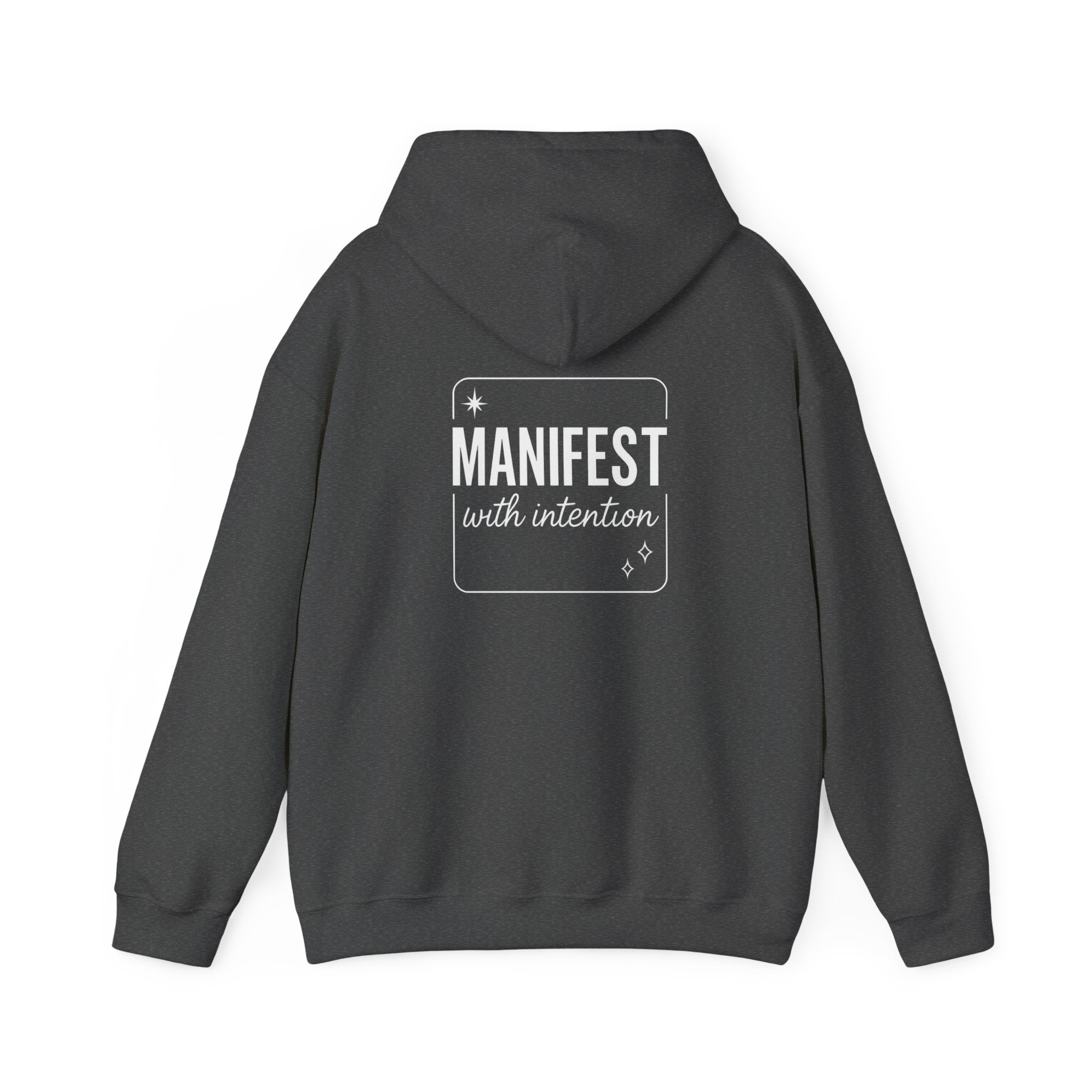 Manifest With Intention Hoodie — "Awaken" Moon Graphic Spiritual Hoodie
