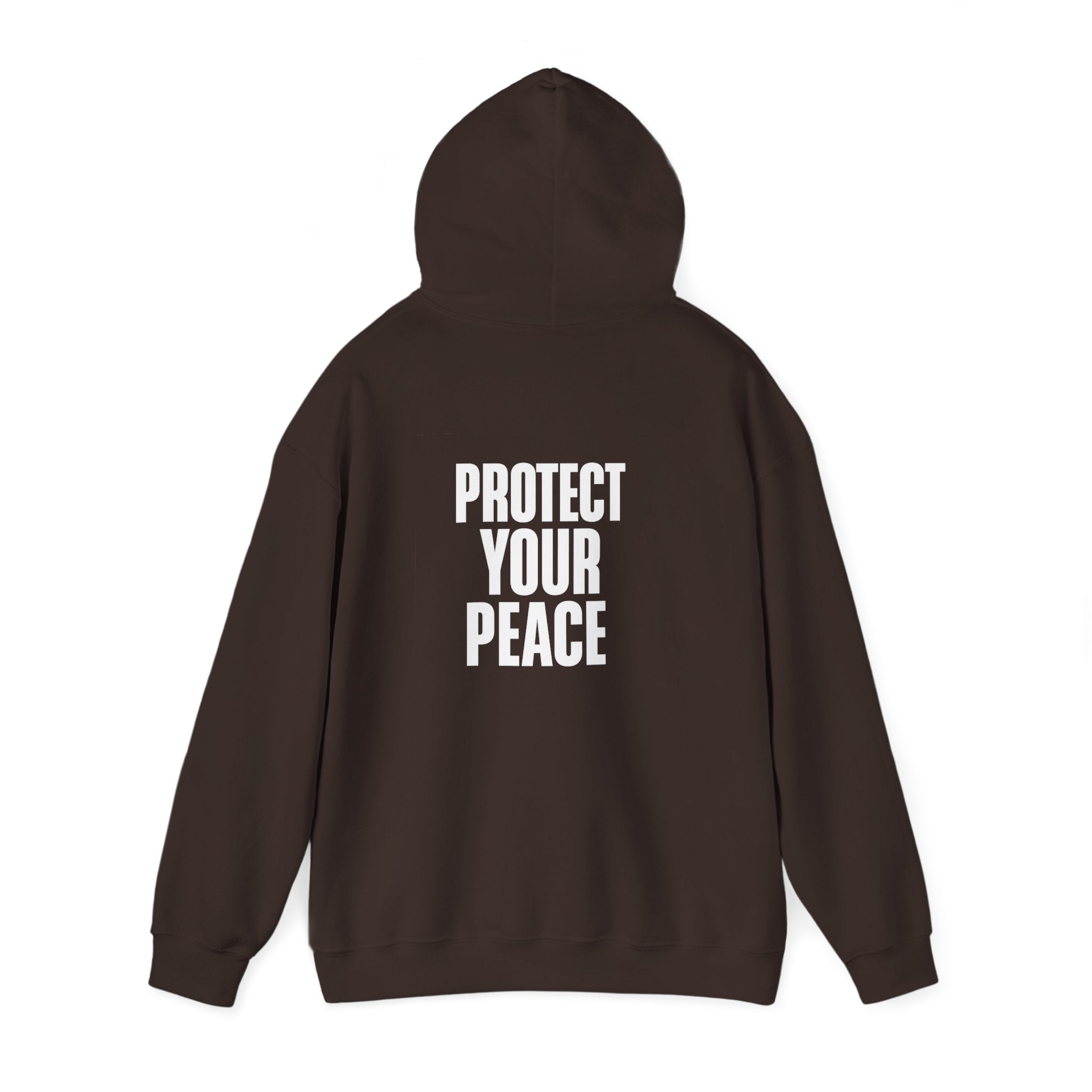 Protect Your Peace Hoodie — Minimal Peace Sign Pullover with "Protect Your Peace." Back Print