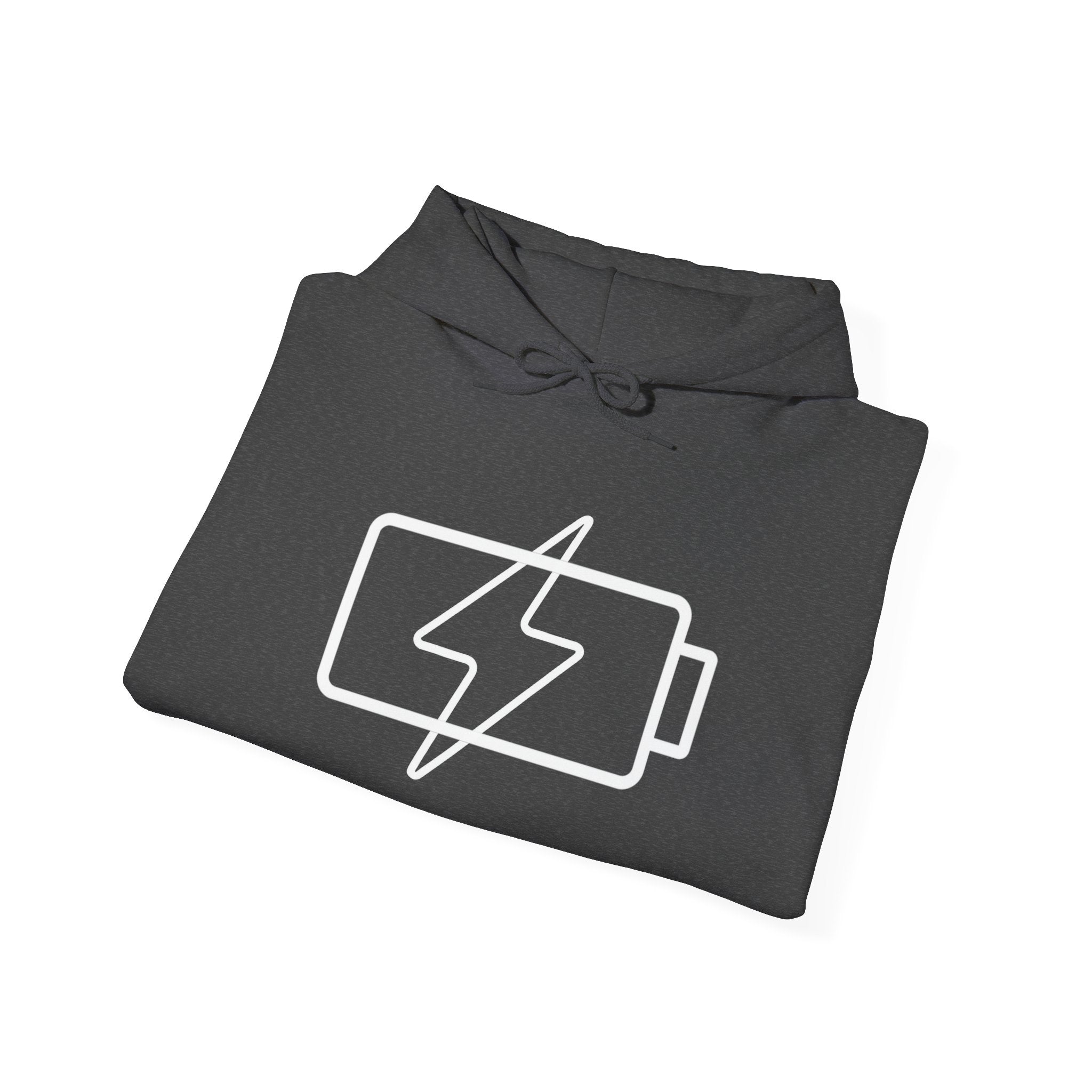 Hoodie — “Social Battery 1%” Low Energy Battery Icon Pullover