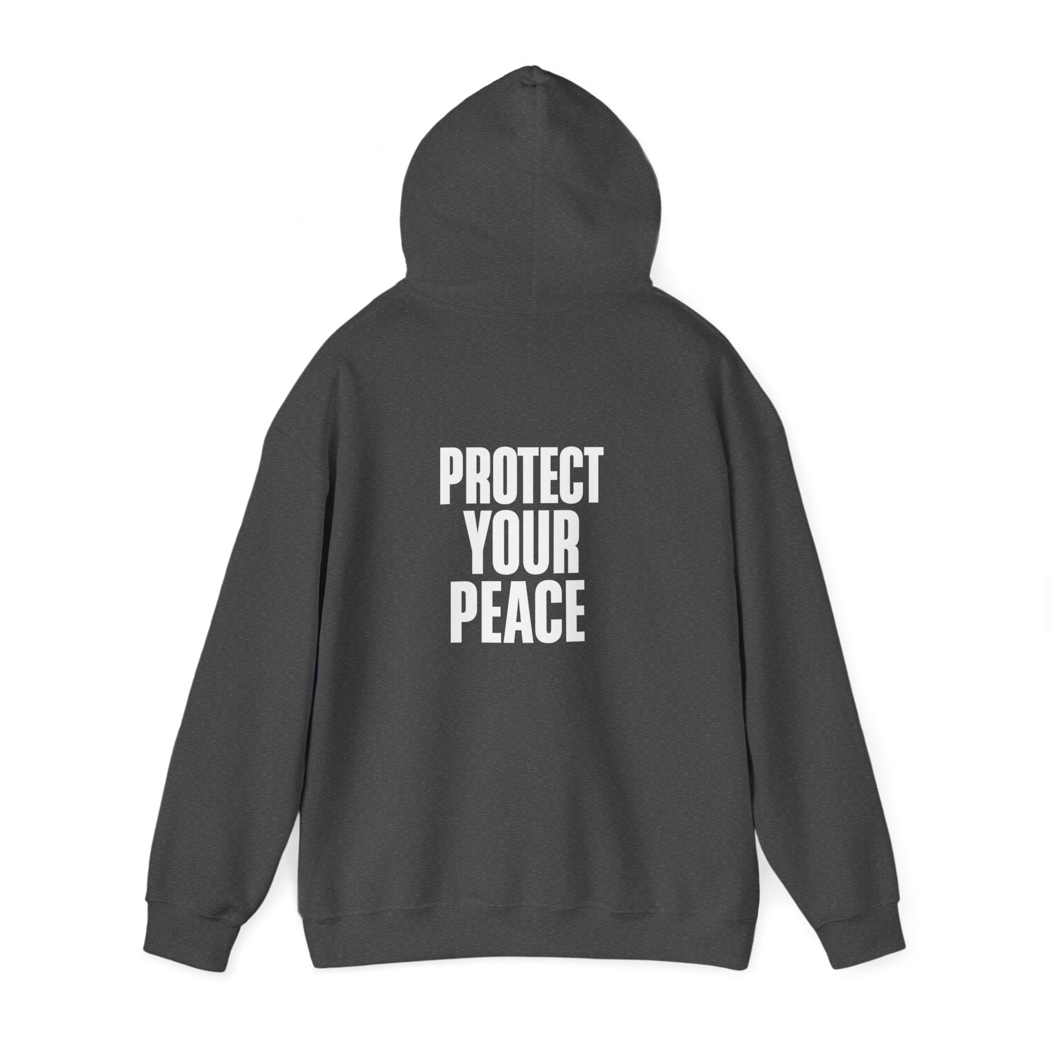 Protect Your Peace Hoodie — Minimal Peace Sign Pullover with "Protect Your Peace." Back Print