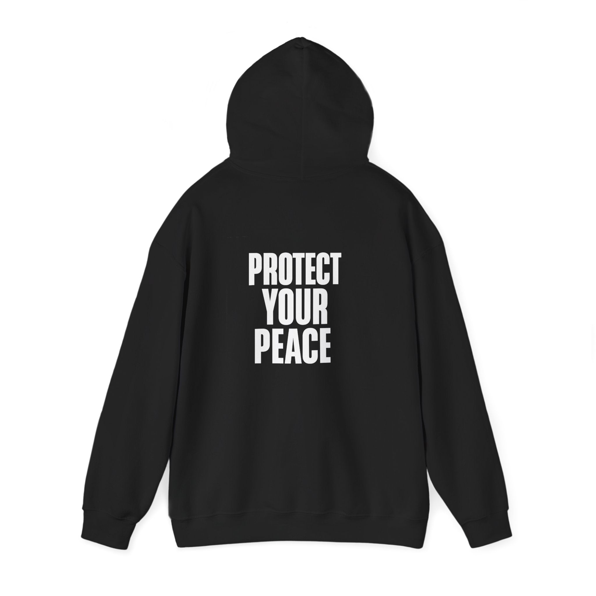 Protect Your Peace Hoodie — Minimal Peace Sign Pullover with "Protect Your Peace." Back Print