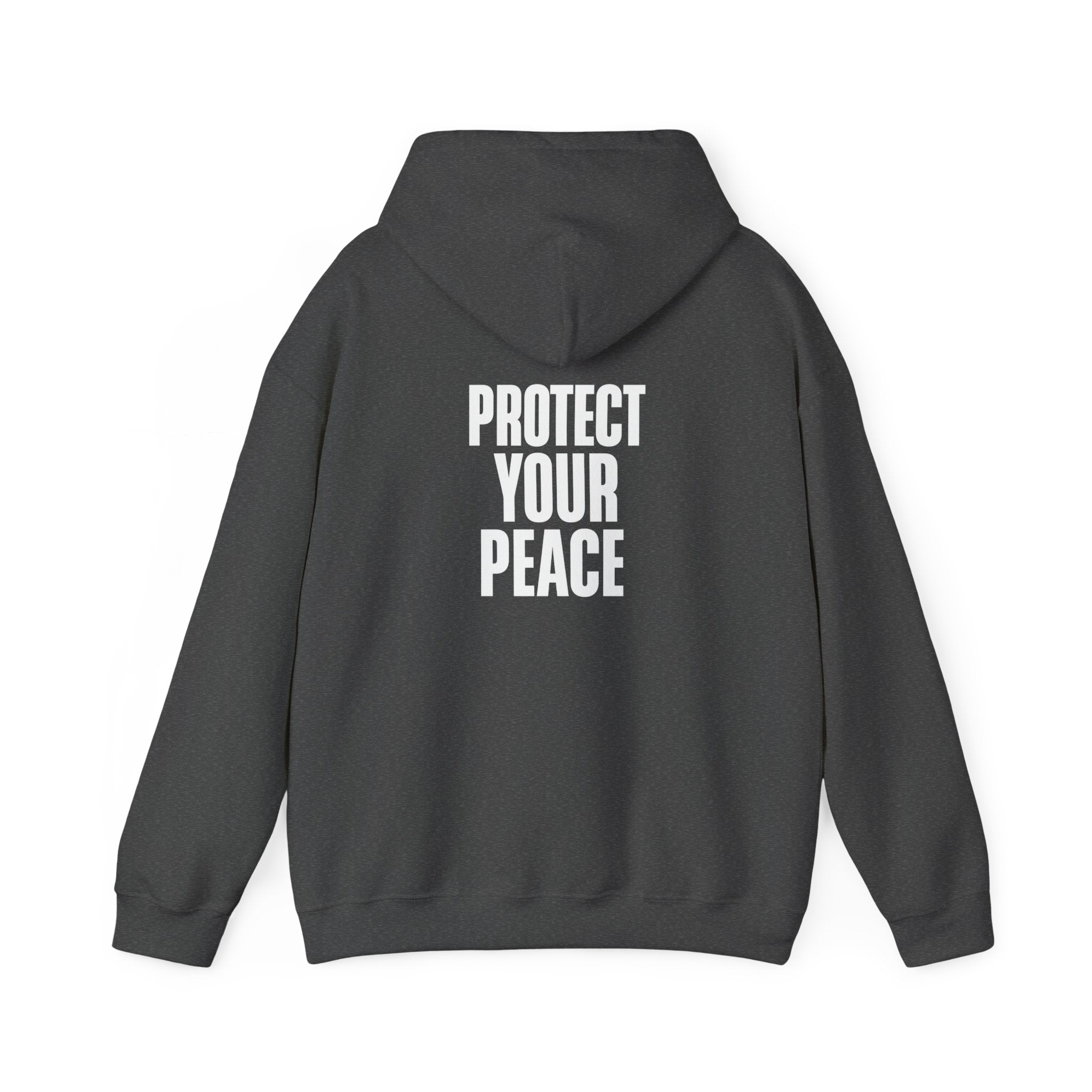 Protect Your Peace Hoodie — Minimal Peace Sign Pullover with "Protect Your Peace." Back Print