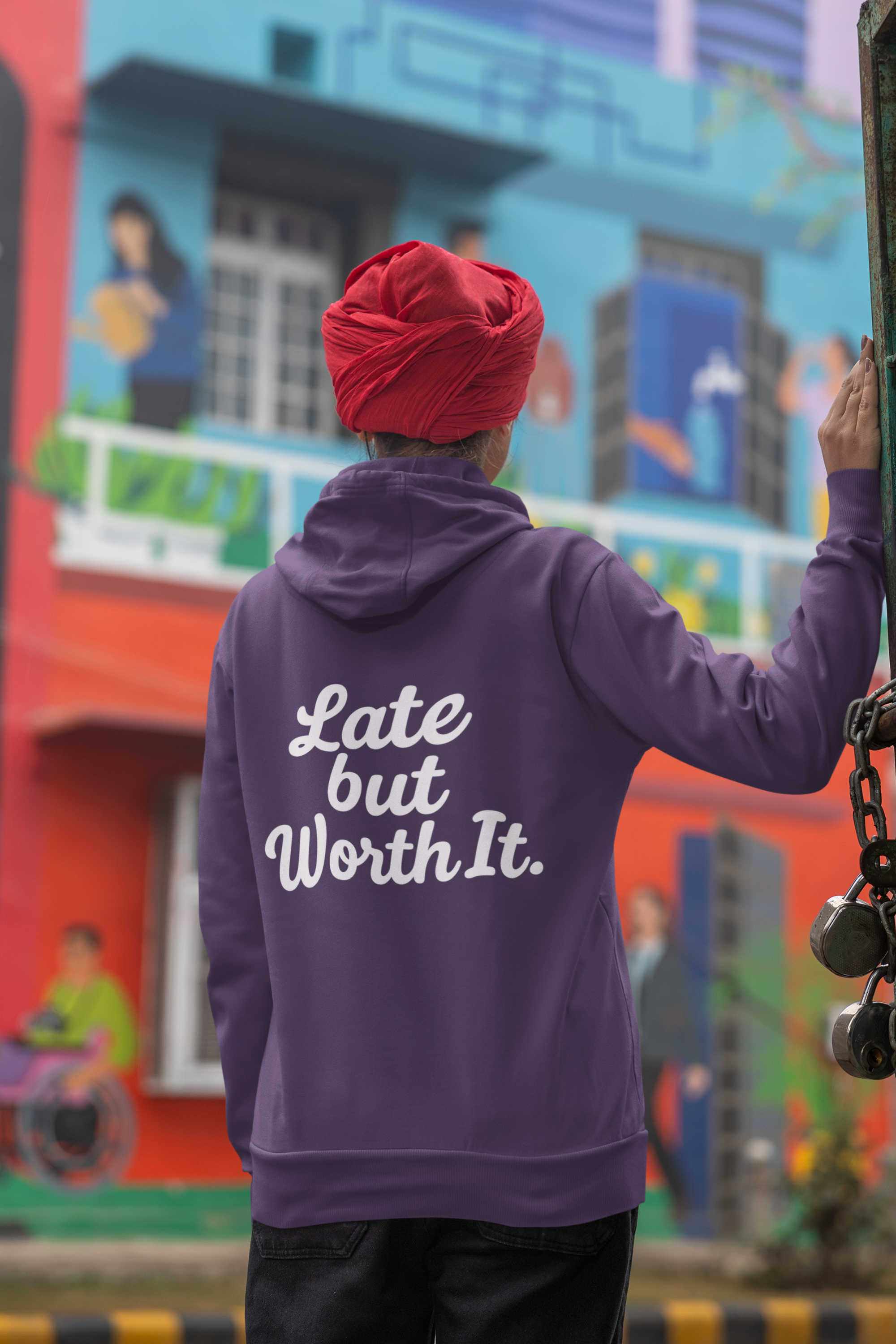 Late But Worth It Hoodie — Minimal Iced Coffee Graphic Sweatshirt