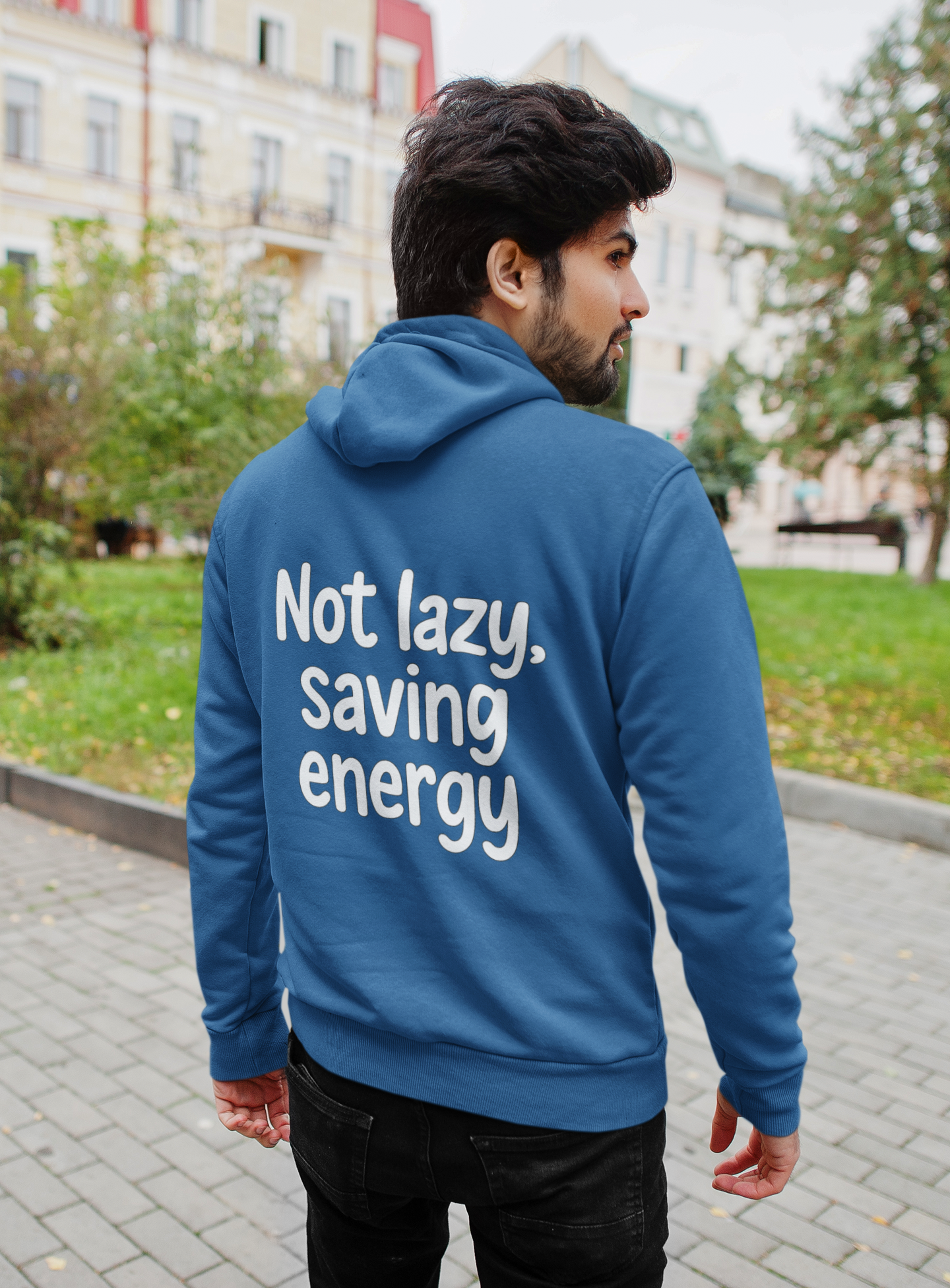 Hoodie — "Not Lazy, Saving Energy" Sleepy Puppy Graphic Hoodie