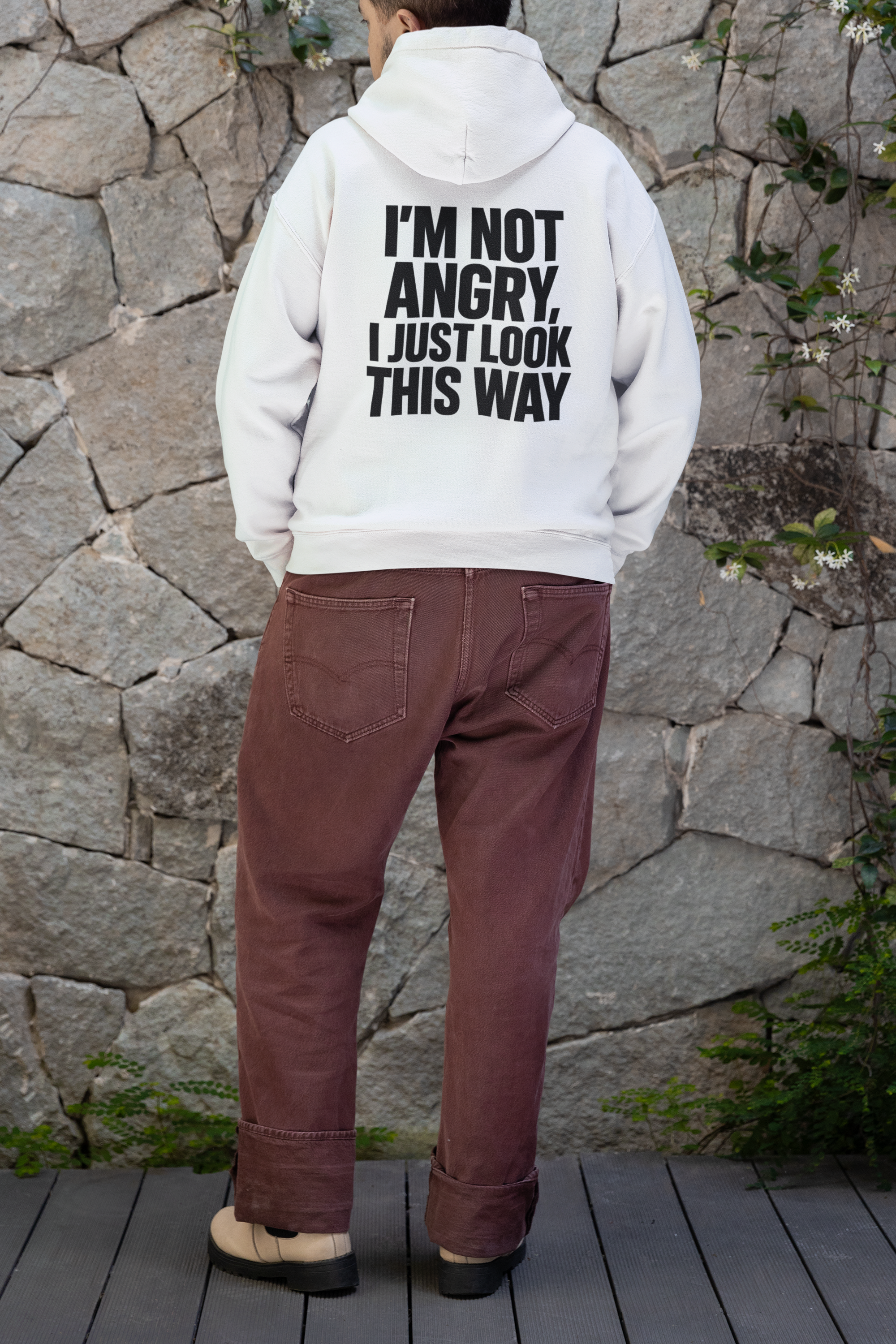 Hoodie — "Serious Face Activated" / "I’m Not Angry, I Just Look This Way" Graphic Hoodie