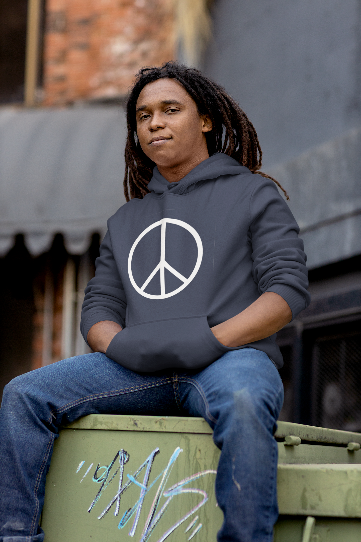 Protect Your Peace Hoodie — Minimal Peace Sign Pullover with "Protect Your Peace." Back Print