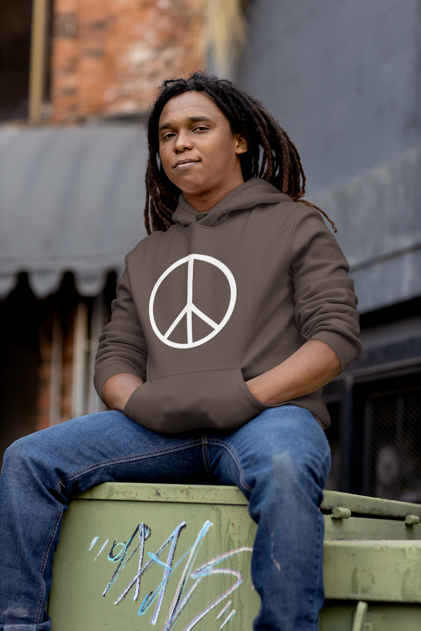 Protect Your Peace Hoodie — Minimal Peace Sign Pullover with "Protect Your Peace." Back Print