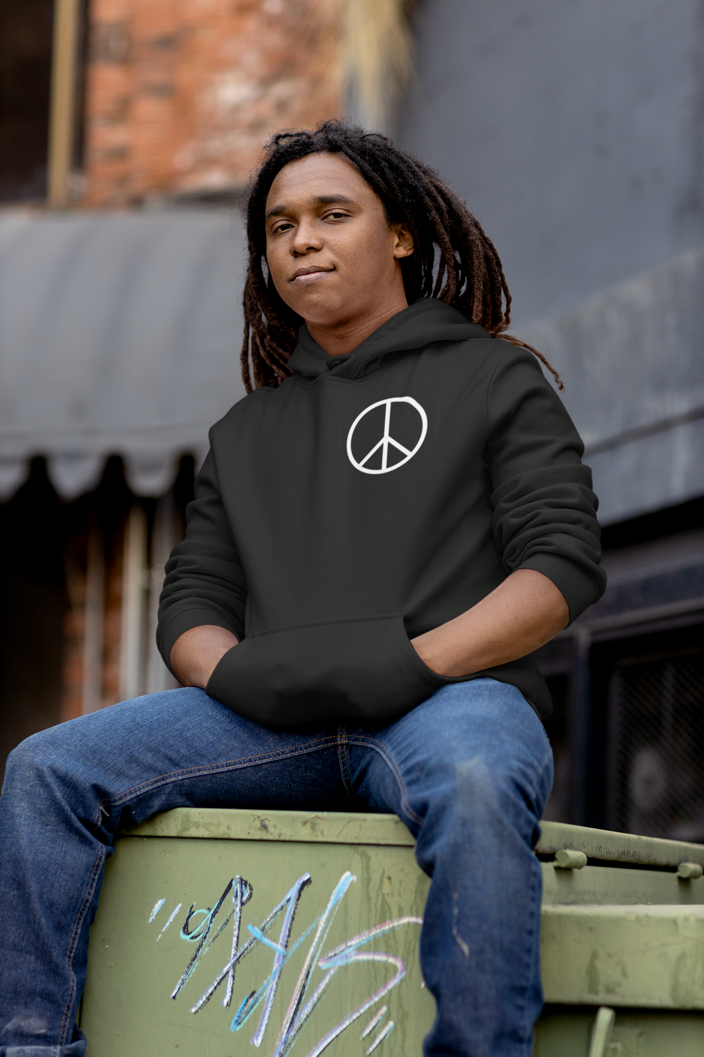 Protect Your Peace Hoodie — Minimal Peace Sign Pullover with "Protect Your Peace." Back Print