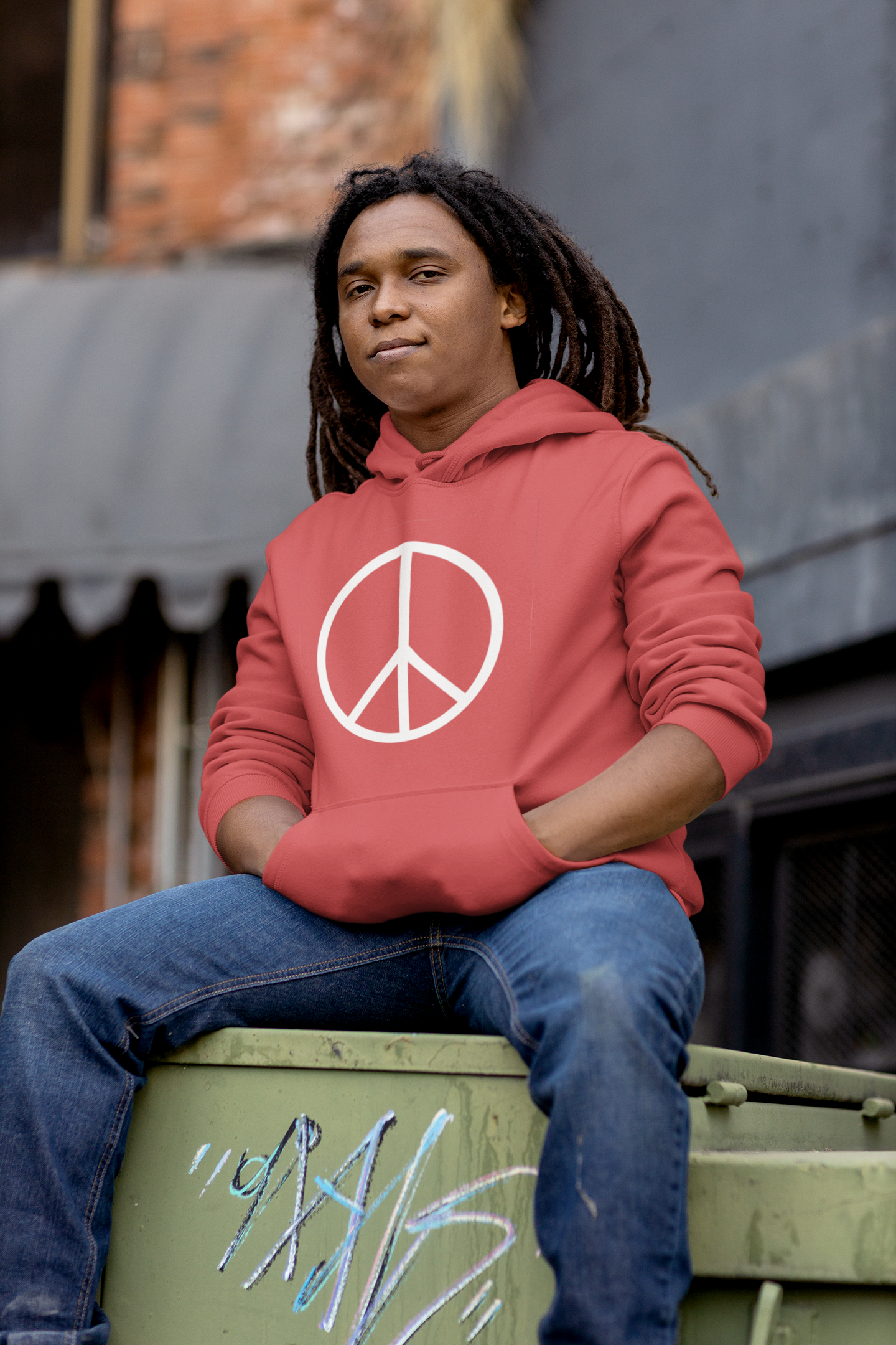 Protect Your Peace Hoodie — Minimal Peace Sign Pullover with "Protect Your Peace." Back Print