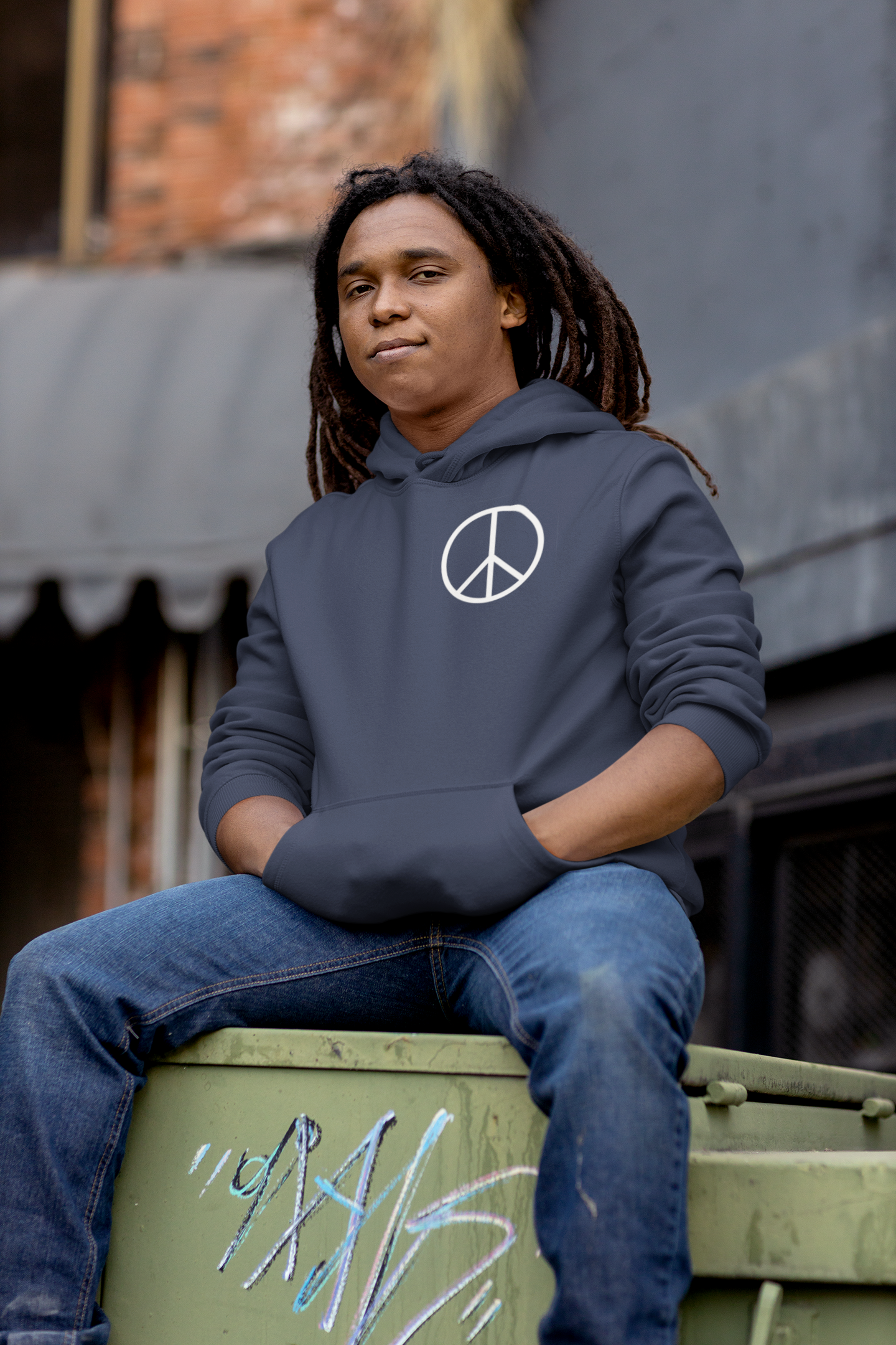 Protect Your Peace Hoodie — Minimal Peace Sign Pullover with "Protect Your Peace." Back Print