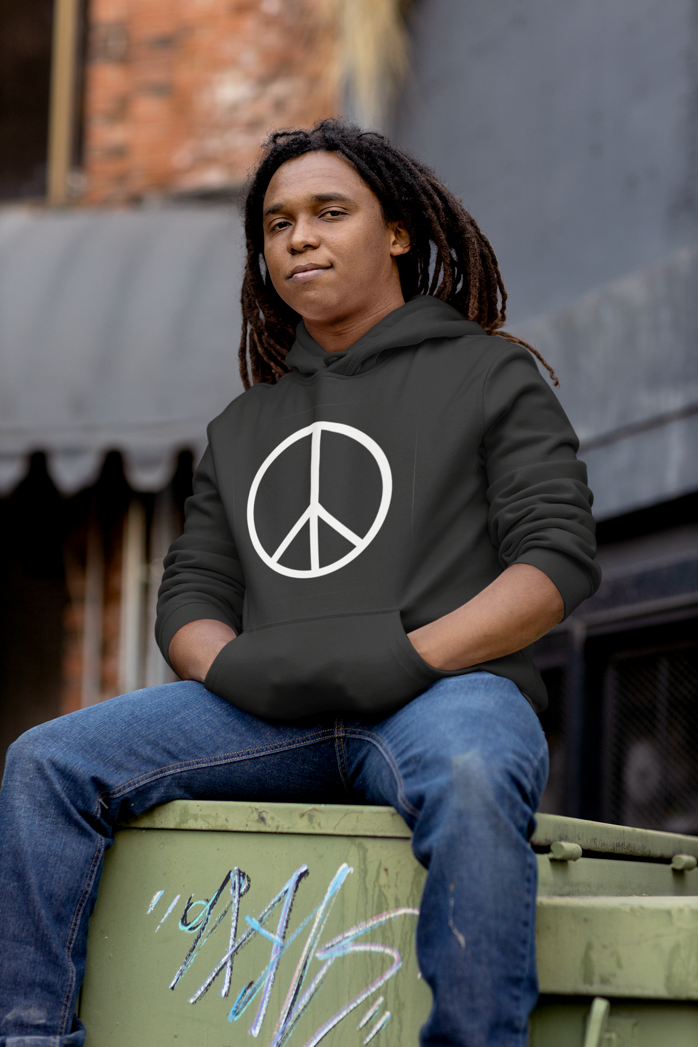 Protect Your Peace Hoodie — Minimal Peace Sign Pullover with "Protect Your Peace." Back Print