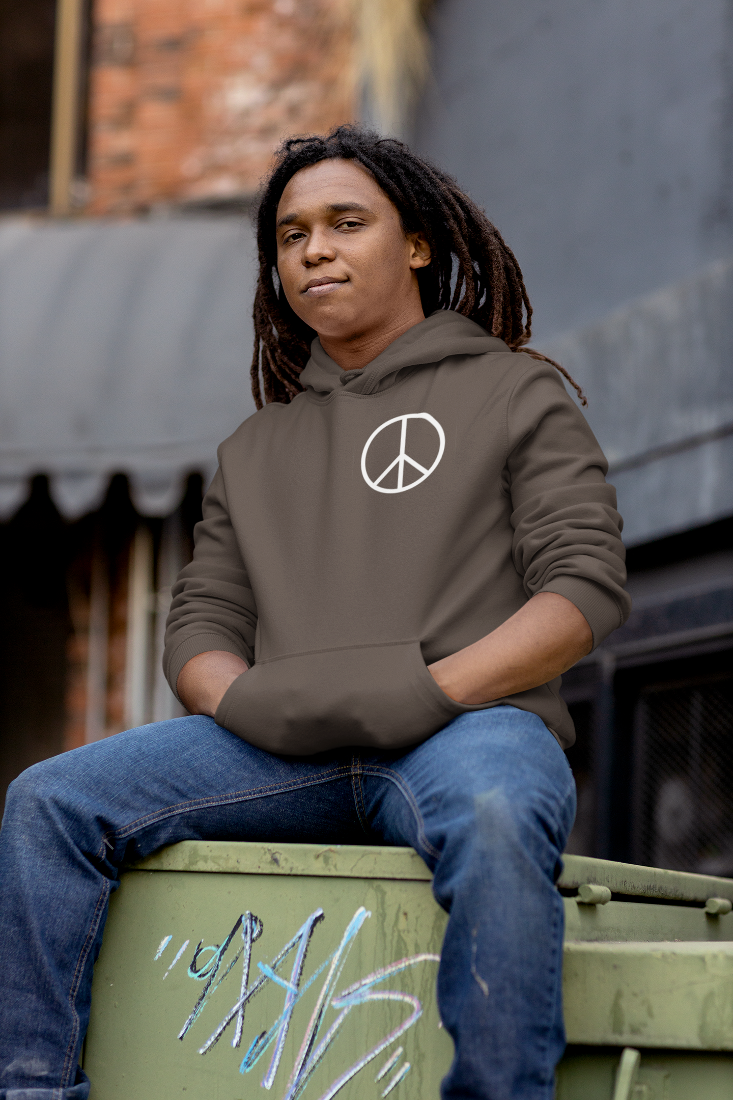 Protect Your Peace Hoodie — Minimal Peace Sign Pullover with "Protect Your Peace." Back Print