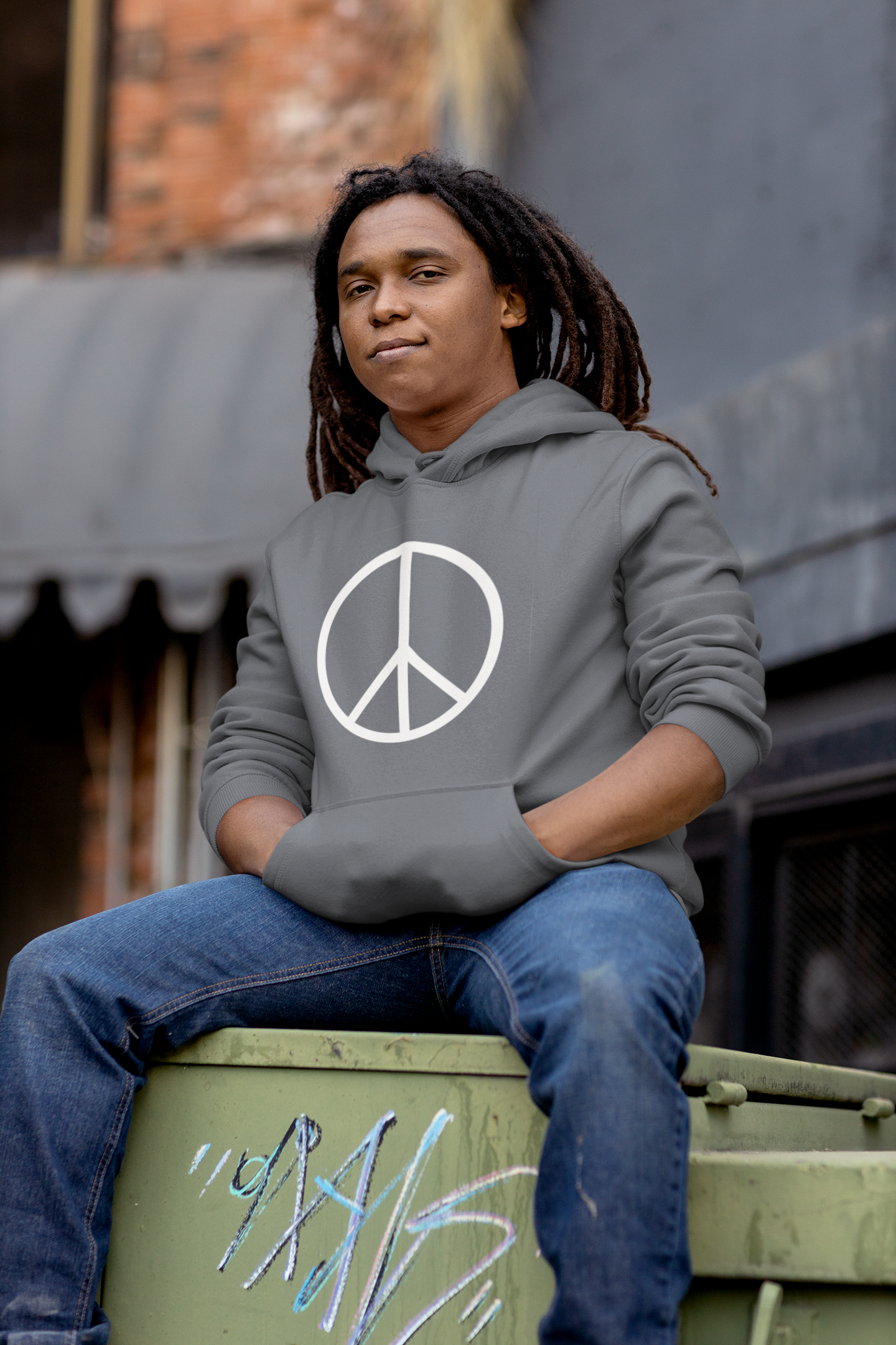 Protect Your Peace Hoodie — Minimal Peace Sign Pullover with "Protect Your Peace." Back Print