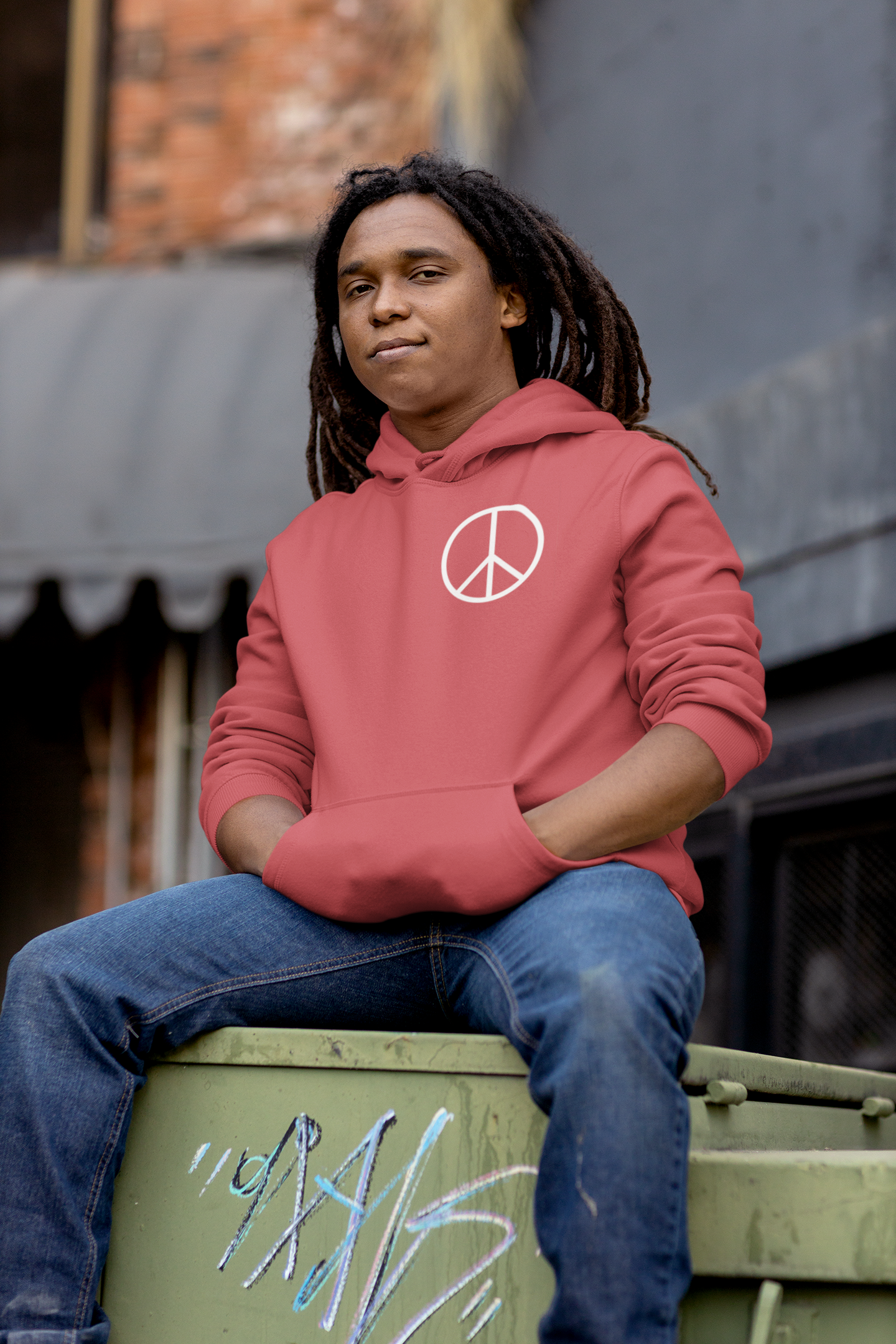 Protect Your Peace Hoodie — Minimal Peace Sign Pullover with "Protect Your Peace." Back Print
