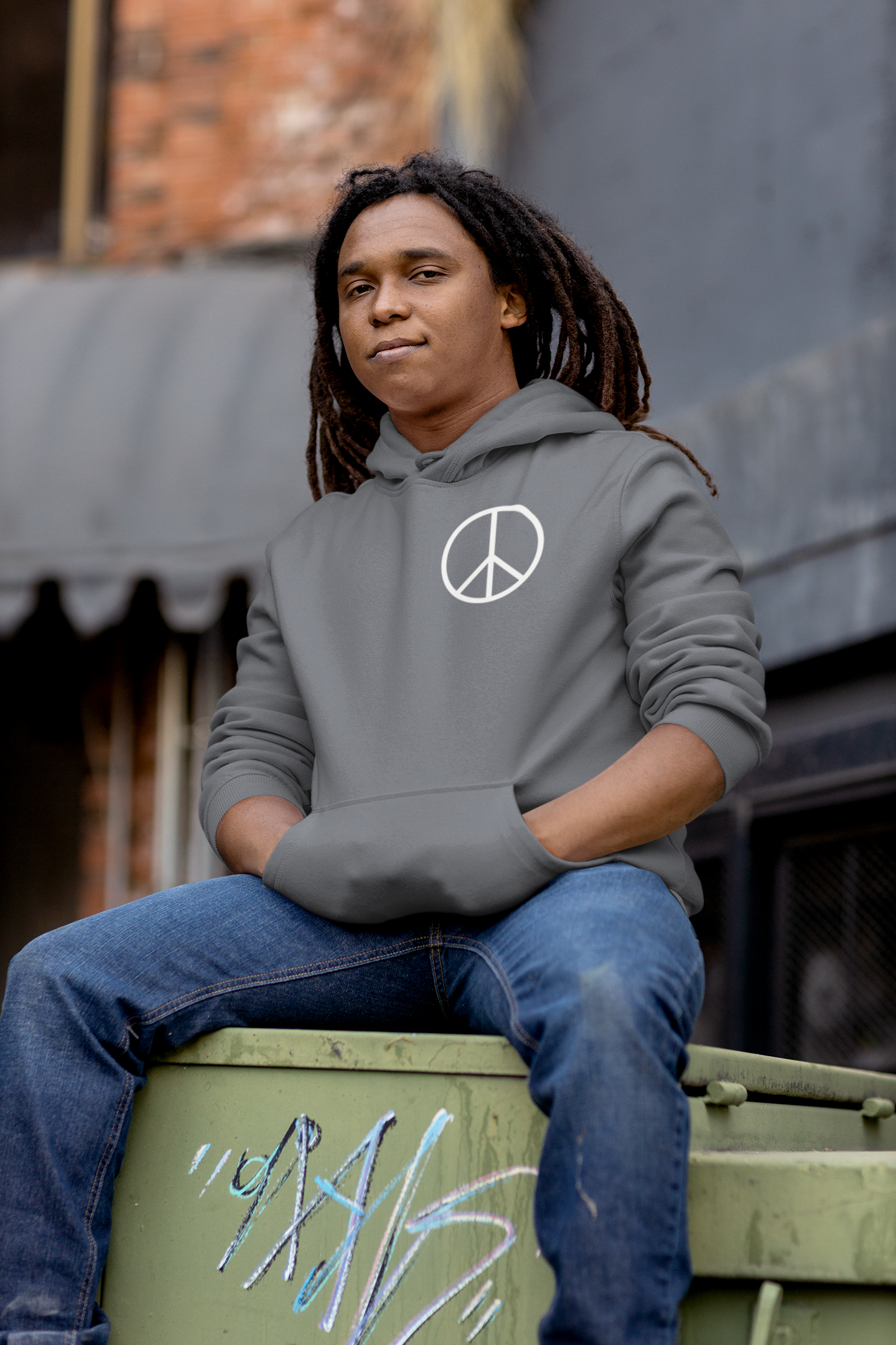 Protect Your Peace Hoodie — Minimal Peace Sign Pullover with "Protect Your Peace." Back Print