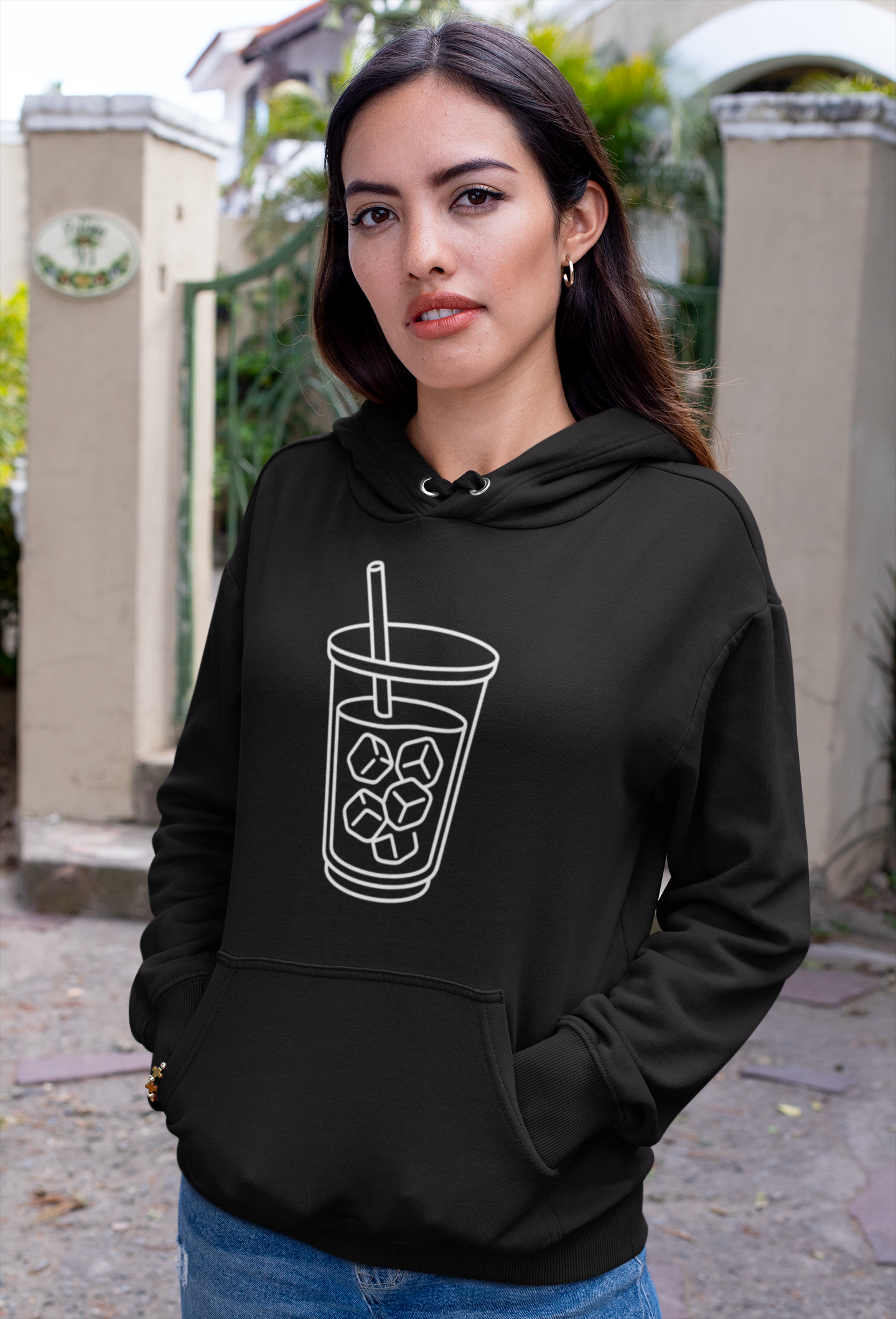 Late But Worth It Hoodie — Minimal Iced Coffee Graphic Sweatshirt