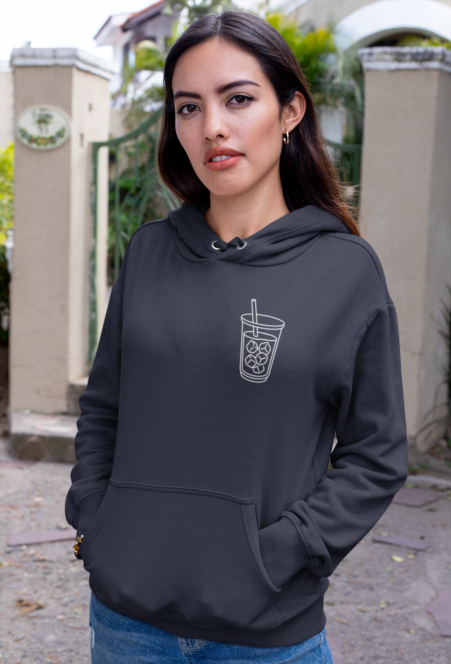 Late But Worth It Hoodie — Minimal Iced Coffee Graphic Sweatshirt