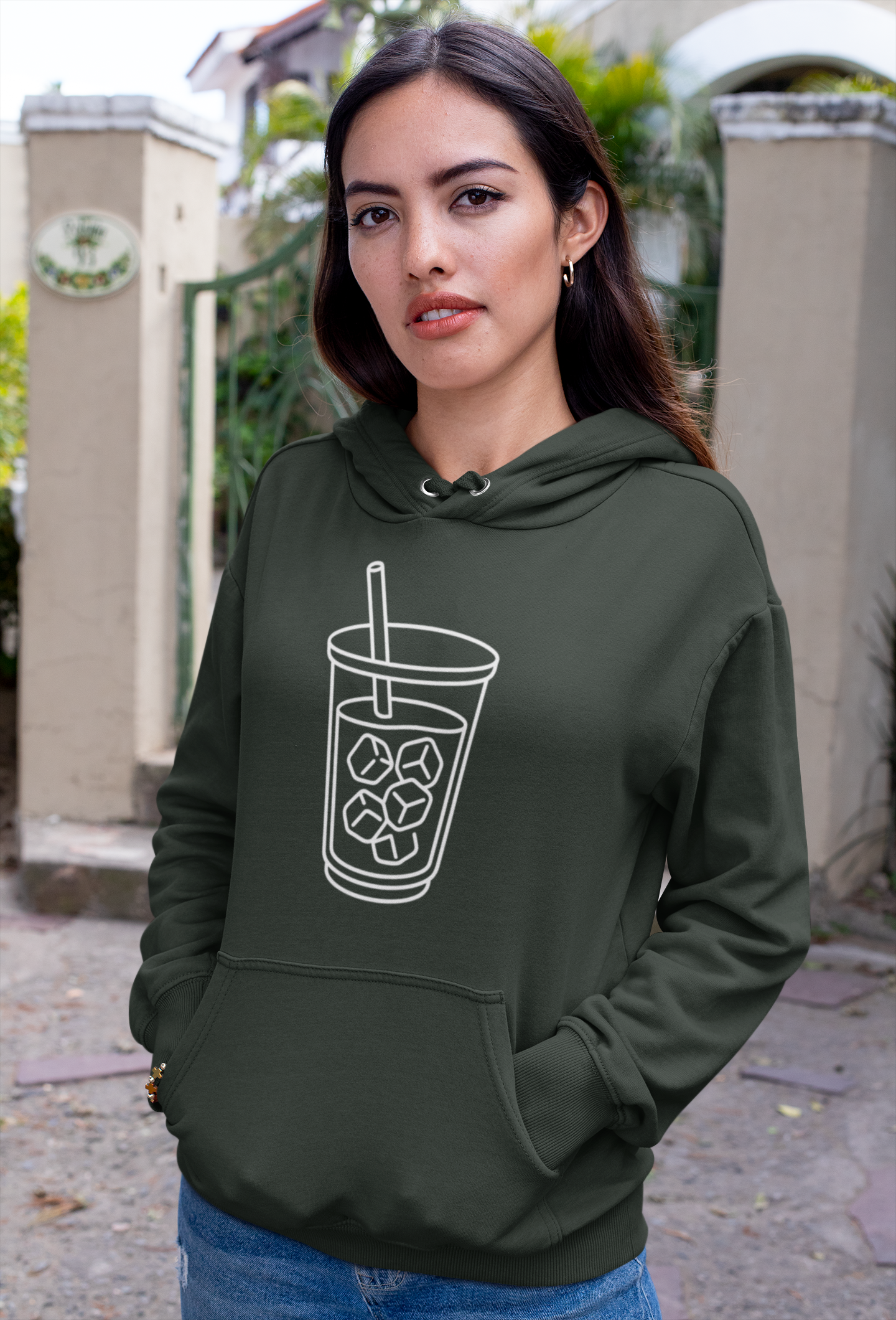 Late But Worth It Hoodie — Minimal Iced Coffee Graphic Sweatshirt