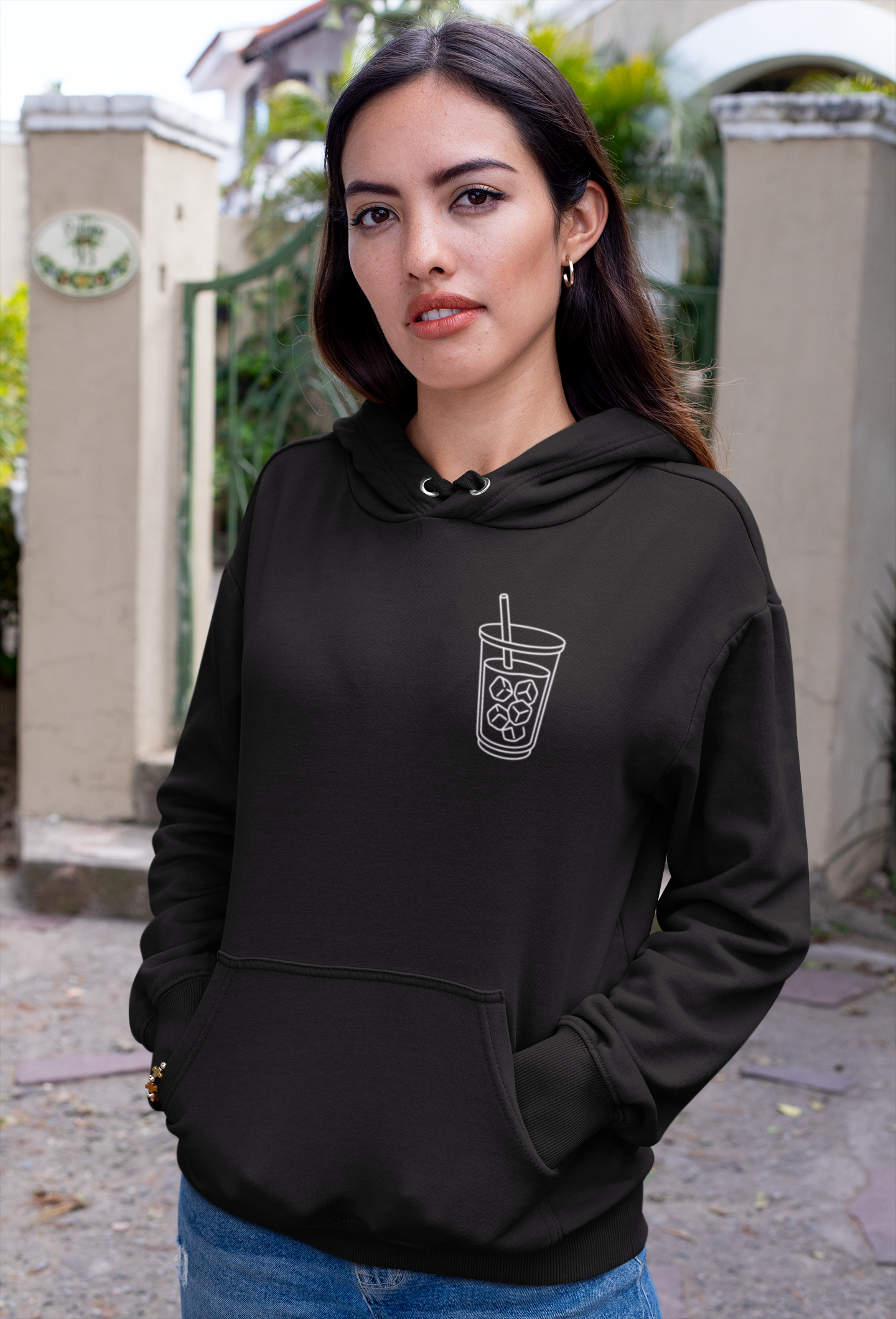 Late But Worth It Hoodie — Minimal Iced Coffee Graphic Sweatshirt