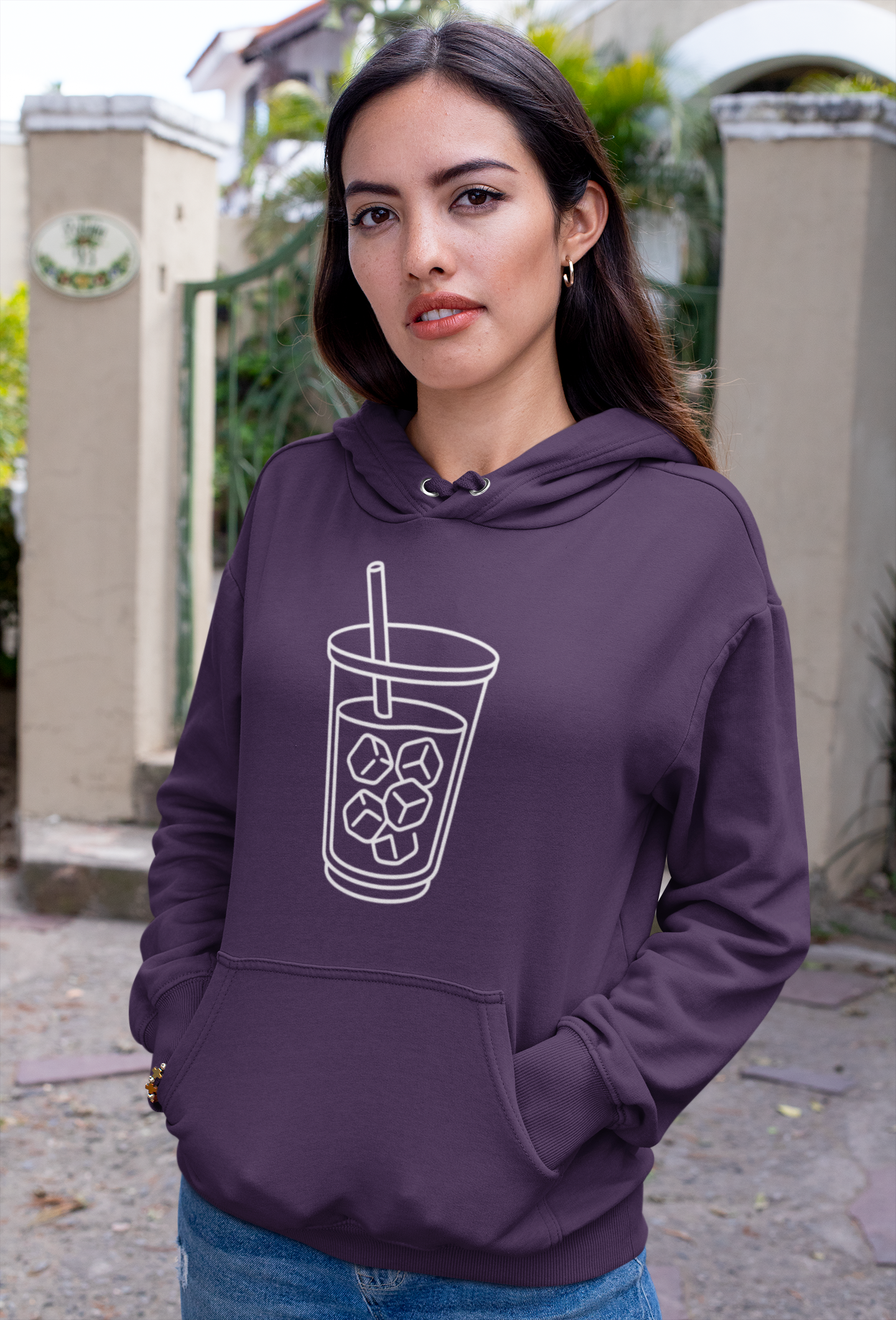 Late But Worth It Hoodie — Minimal Iced Coffee Graphic Sweatshirt