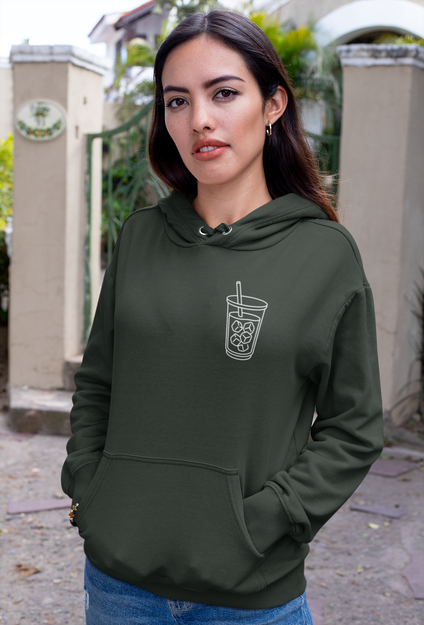 Late But Worth It Hoodie — Minimal Iced Coffee Graphic Sweatshirt