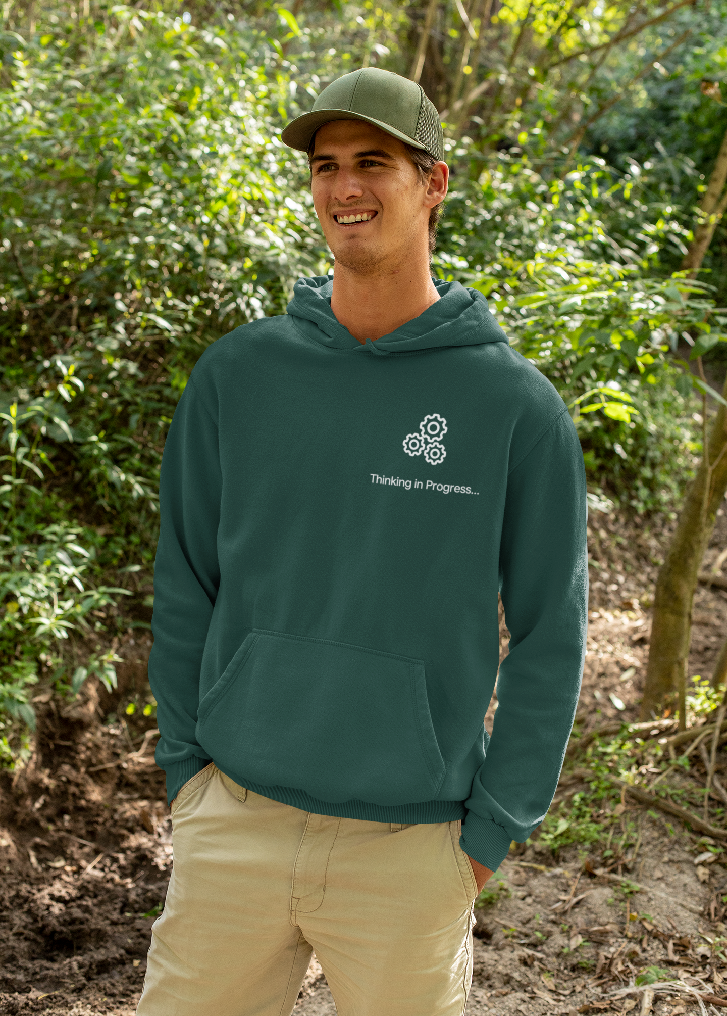Professional Overthinker Hoodie – "Thinking in Progress" Graphic Pullover
