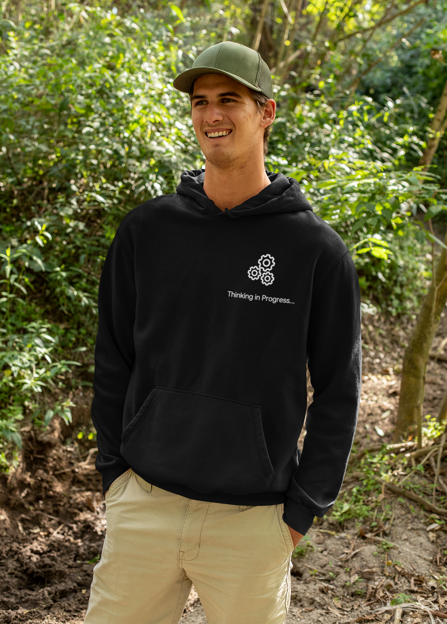 Professional Overthinker Hoodie – "Thinking in Progress" Graphic Pullover