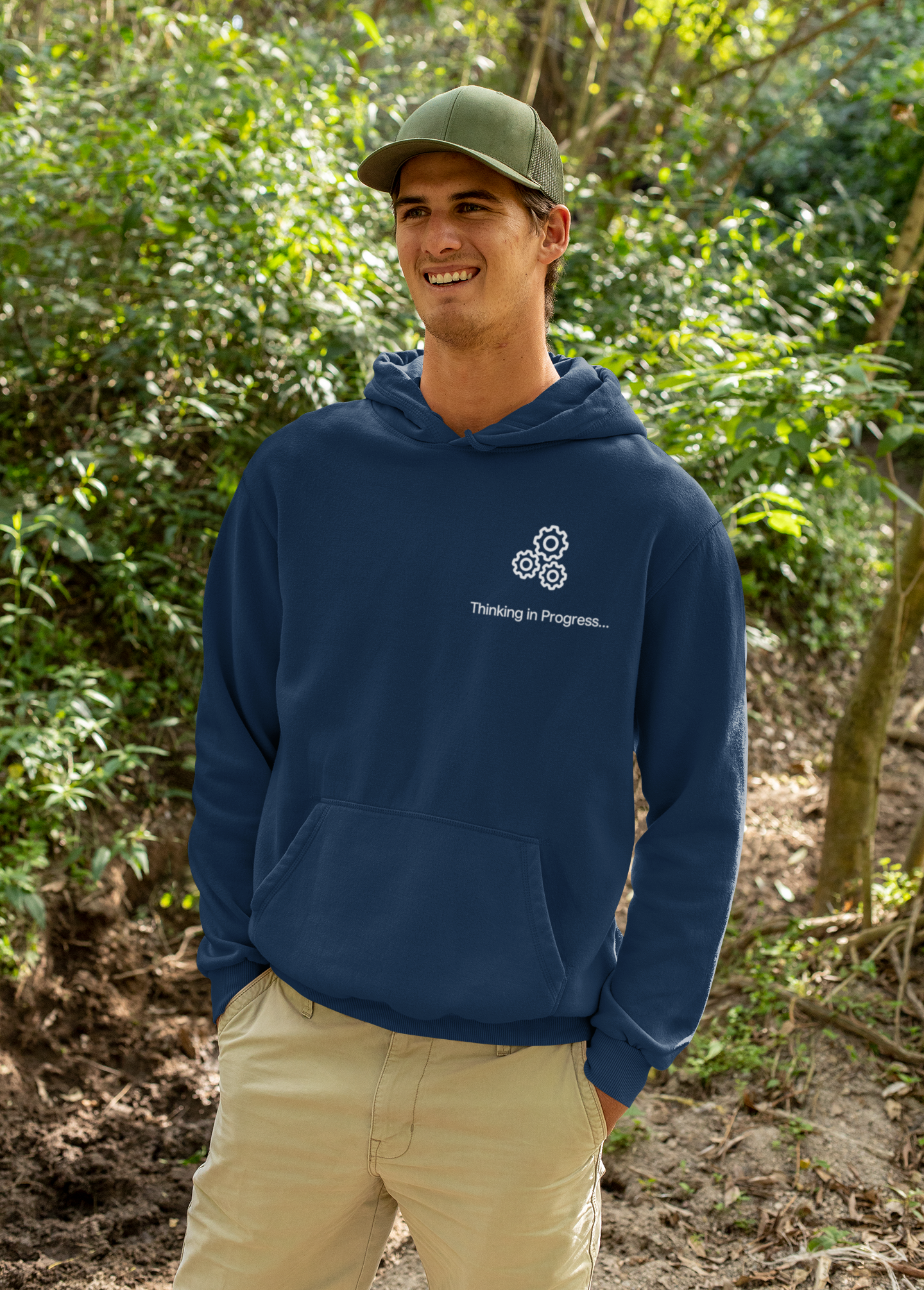 Professional Overthinker Hoodie – "Thinking in Progress" Graphic Pullover