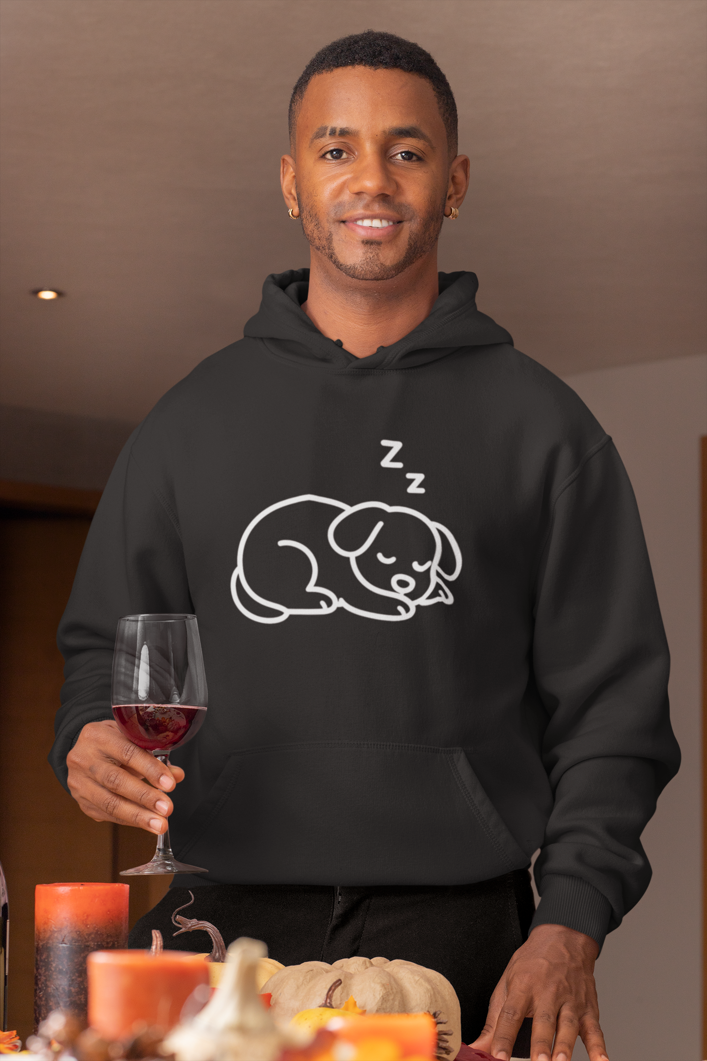 Hoodie — "Not Lazy, Saving Energy" Sleepy Puppy Graphic Hoodie
