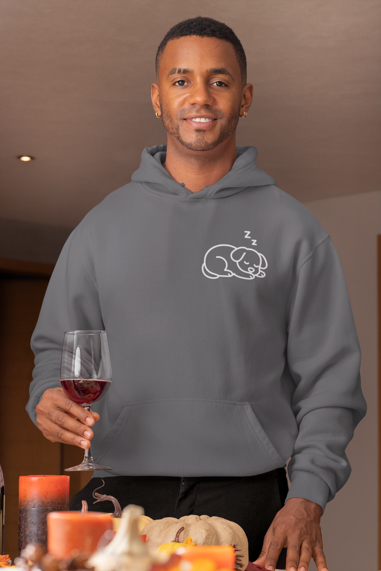 Hoodie — "Not Lazy, Saving Energy" Sleepy Puppy Graphic Hoodie