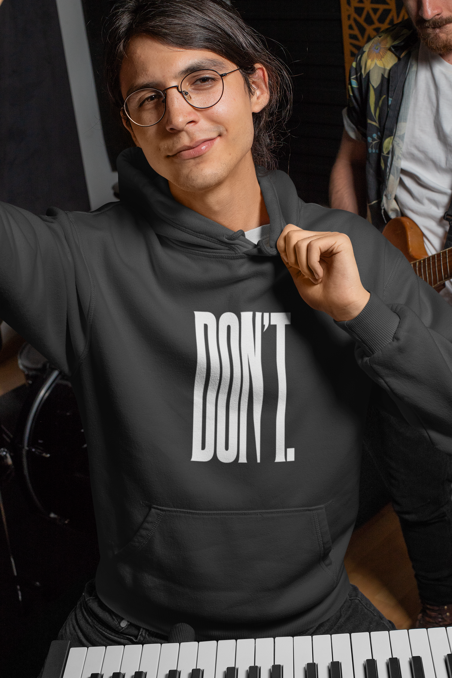 Hoodie "DON'T. / TEST ME" Graphic Pullover — Bold Statement Black Hoodie